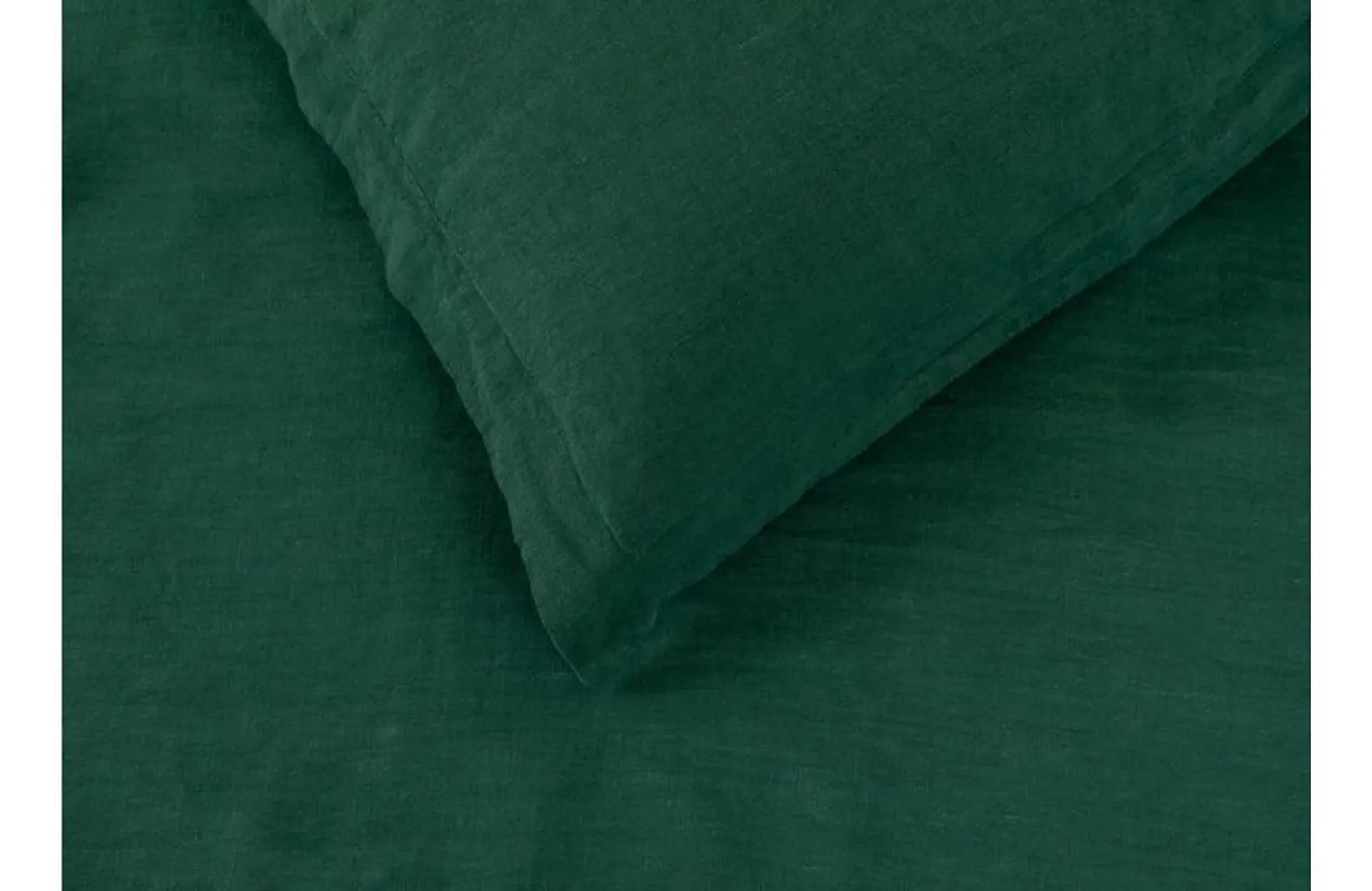 Washed Linen Forest Green Fitted Sheet Super King