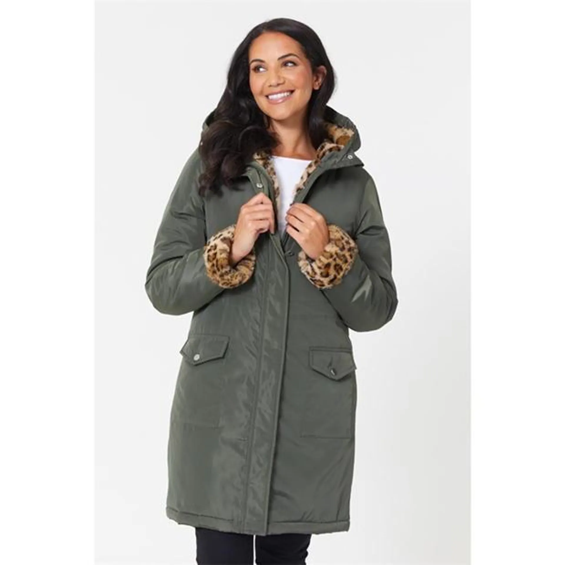 Animal Trim Parka Coat