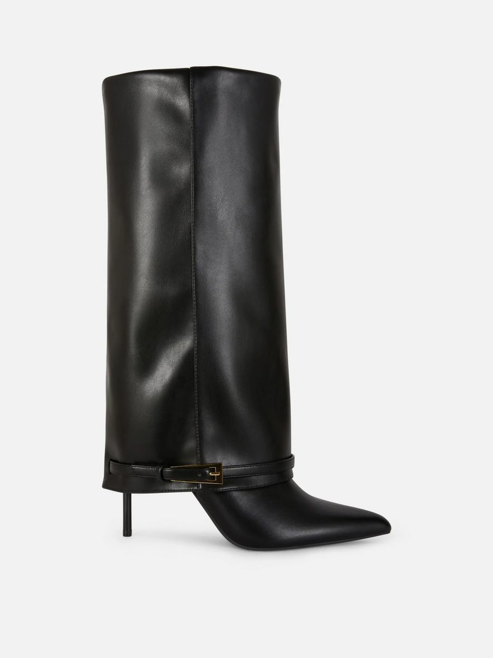 Buckle Cuffed Knee-High Boots