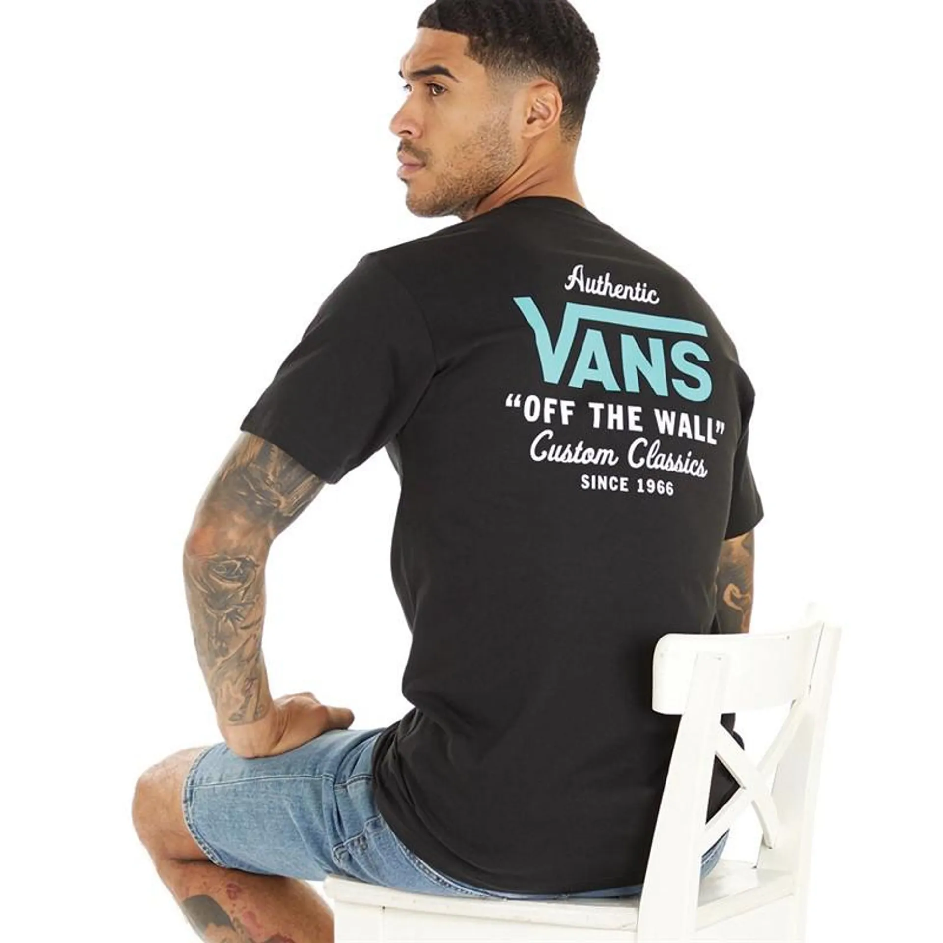 Vans Mens Holder Classic T-Shirt Black/​White/​Waterfall