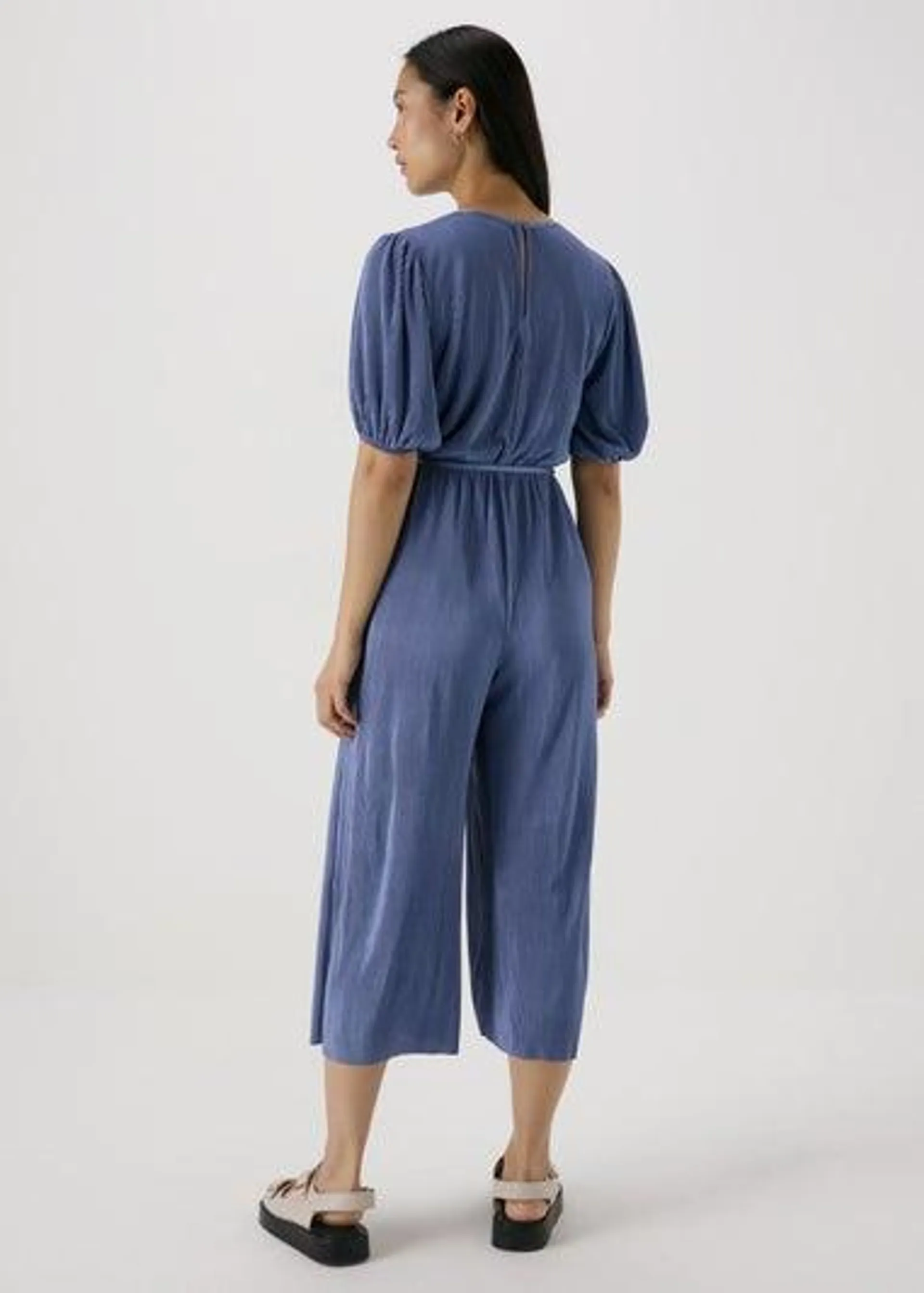 Blue Plisse Jumpsuit