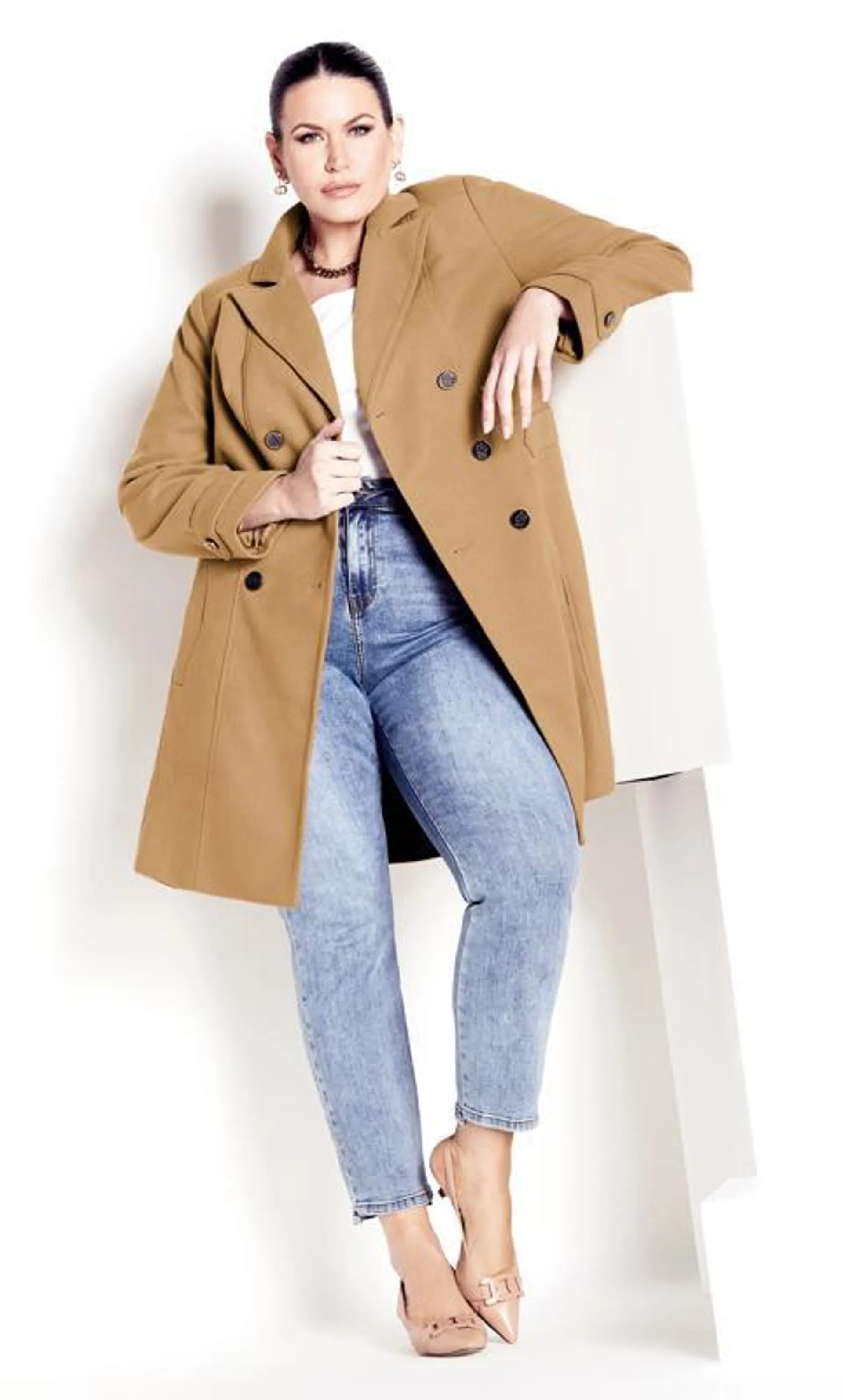 Avenue Camel Tailored Mid Length Coat