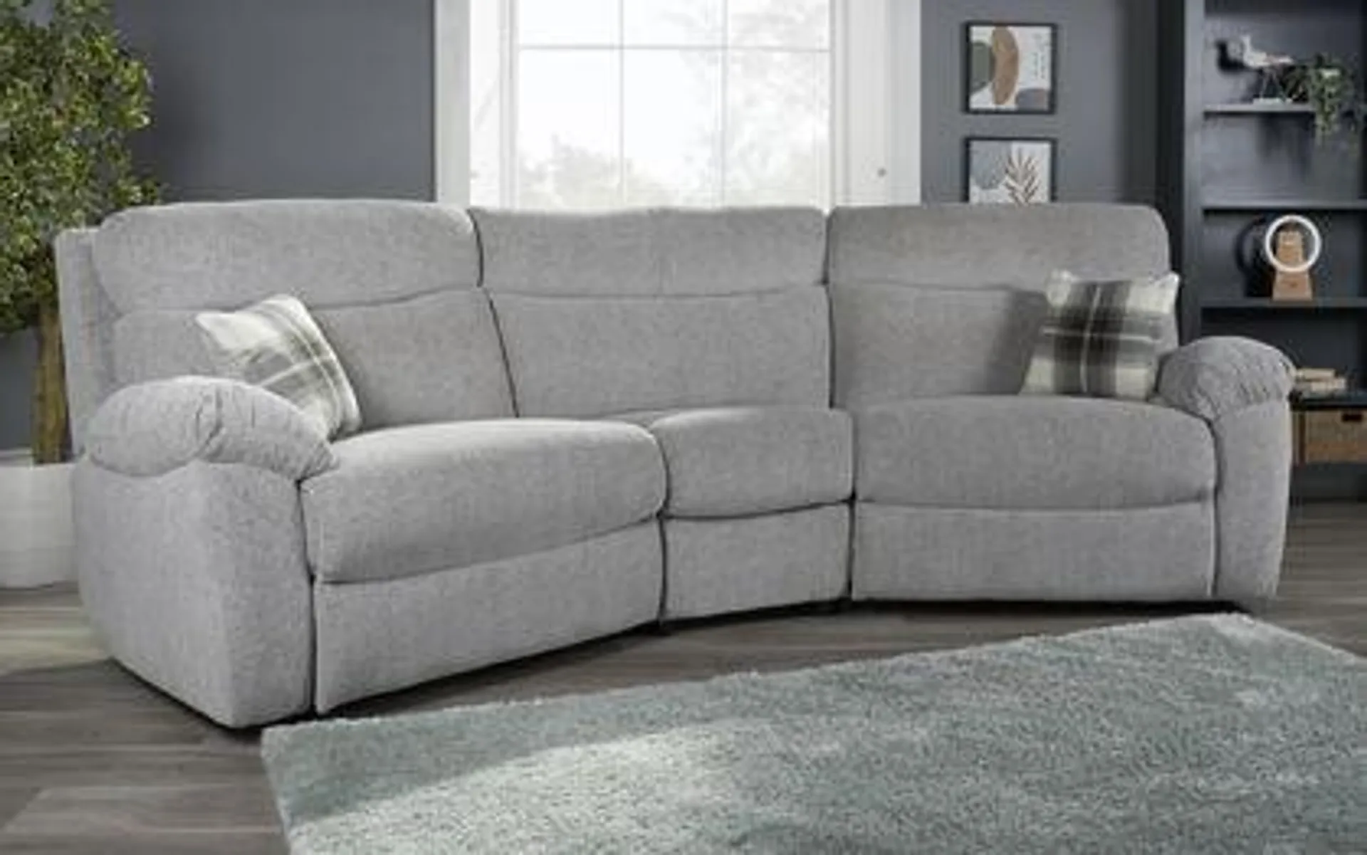 Cloud Fabric 4 Seater Curved Static Sofa