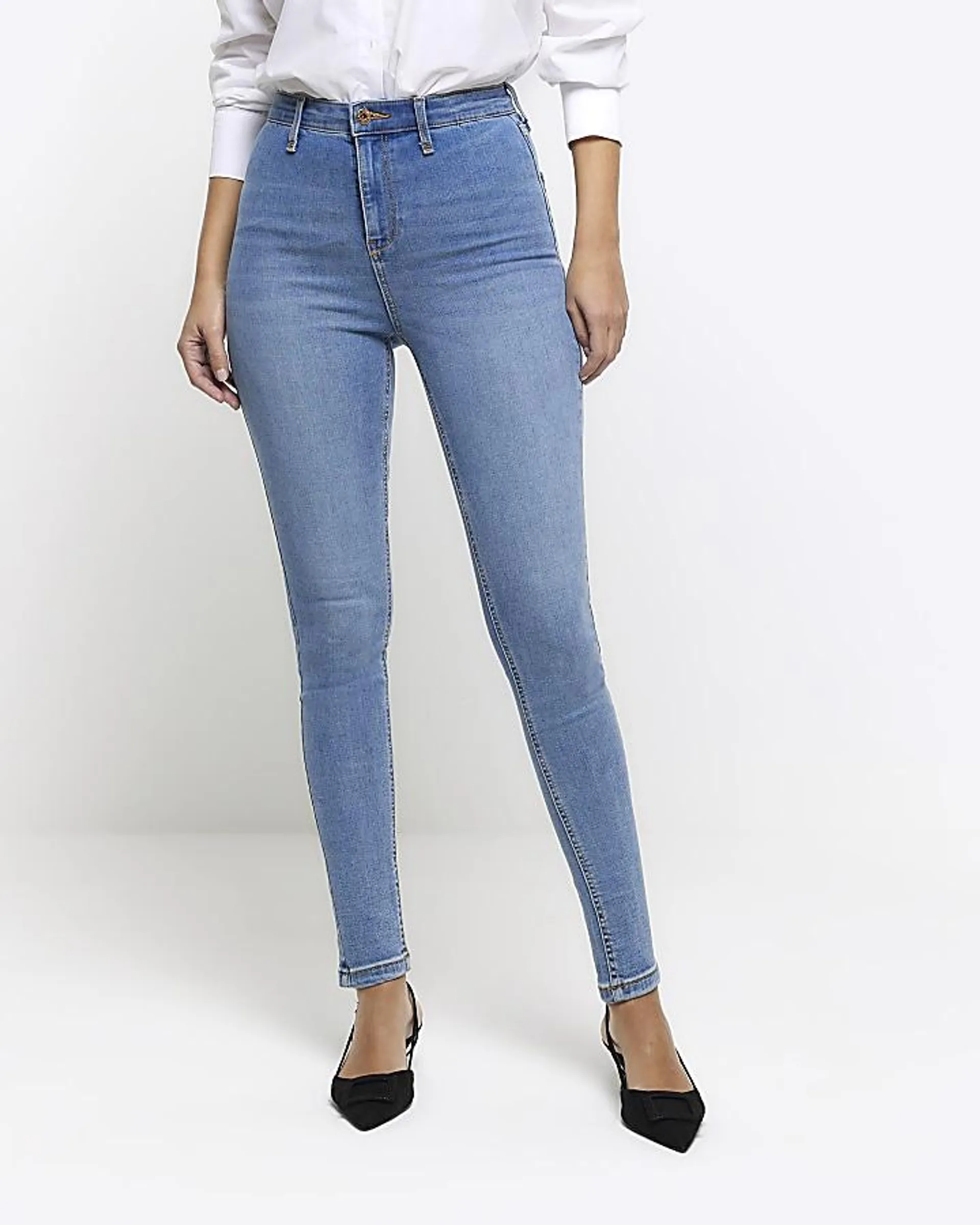 Blue high waisted skinny jeans