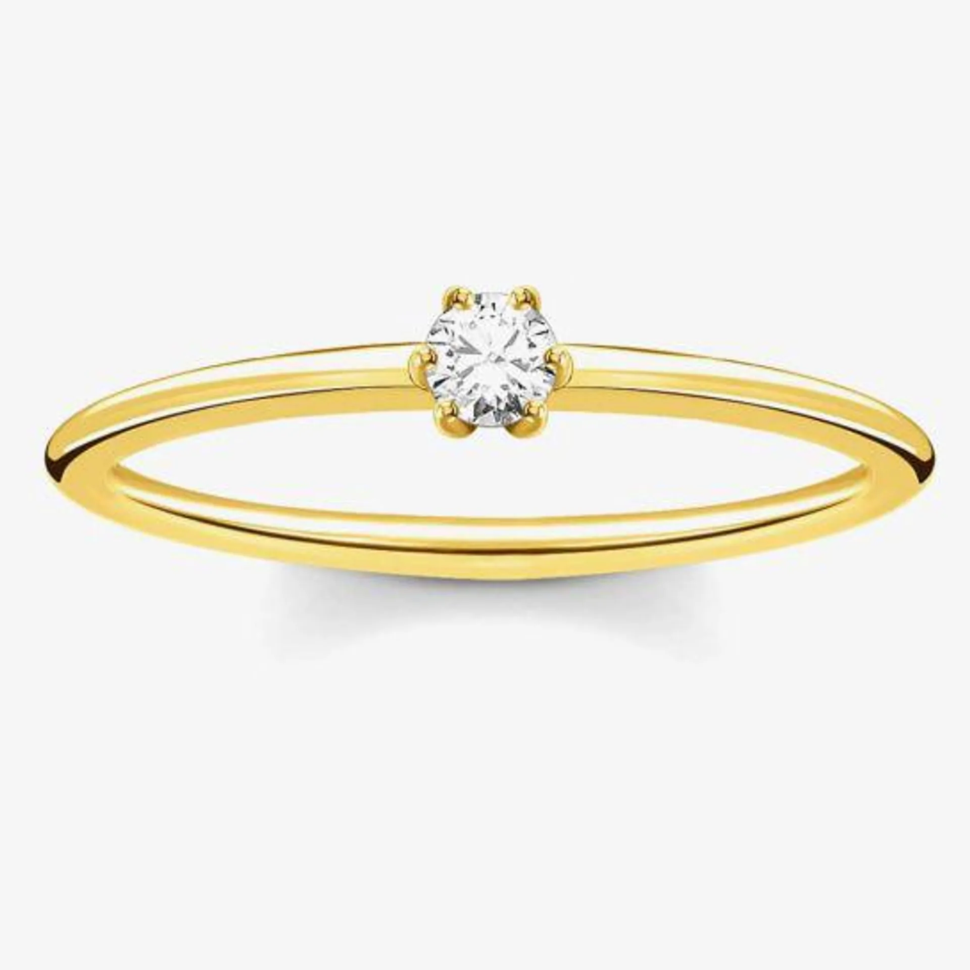 Gold Plated Small Six Claw Cubic Zirconia Ring