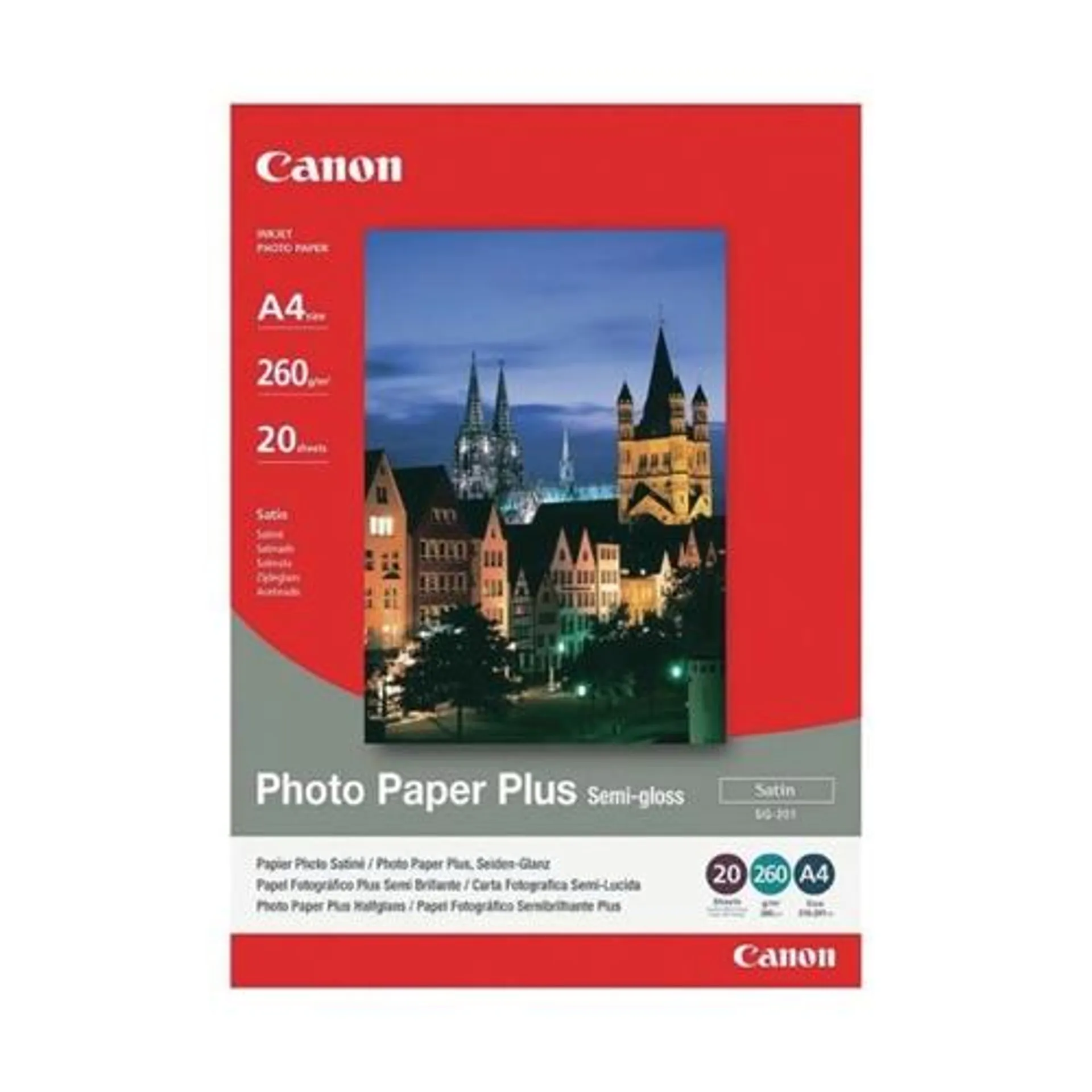 Canon A4 Photo Paper + 260gsm Semi-Gloss (Pack of 20) 1686B021