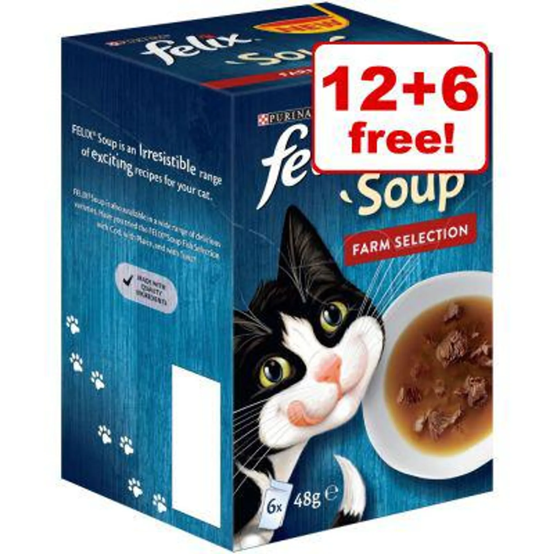 18 x 48g Felix Soups Wet Cat Food - 12 + 6 Free!*