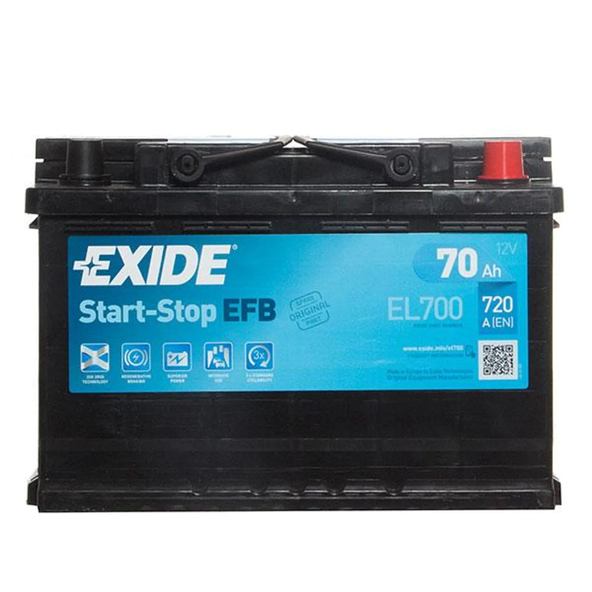 Exide EFB Stop/Start 096 EL700 70AH 720CCA Car Battery - 3 year Guarantee