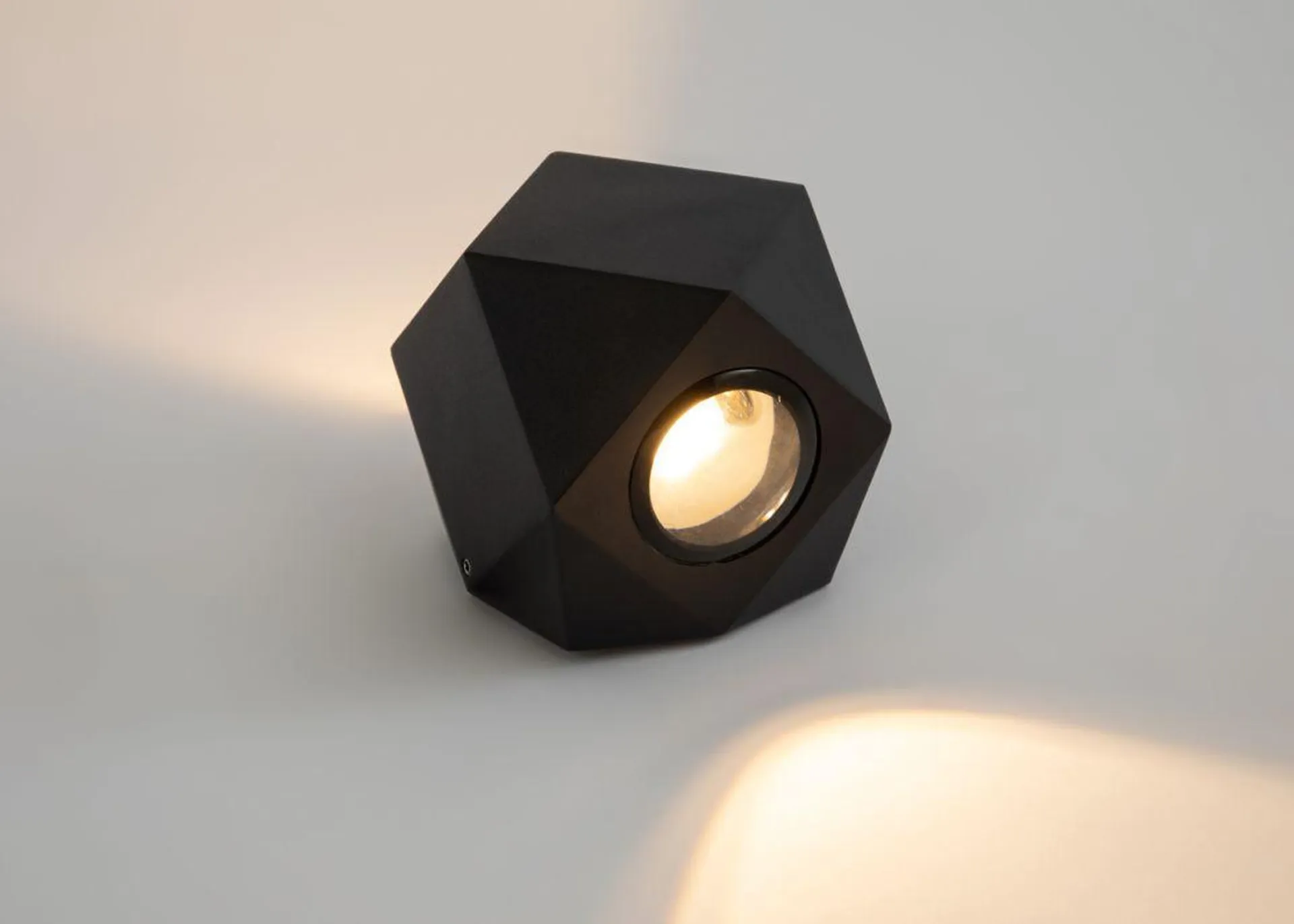 Outdoor or Bathroom LED Wall Light Diamond Cube Black