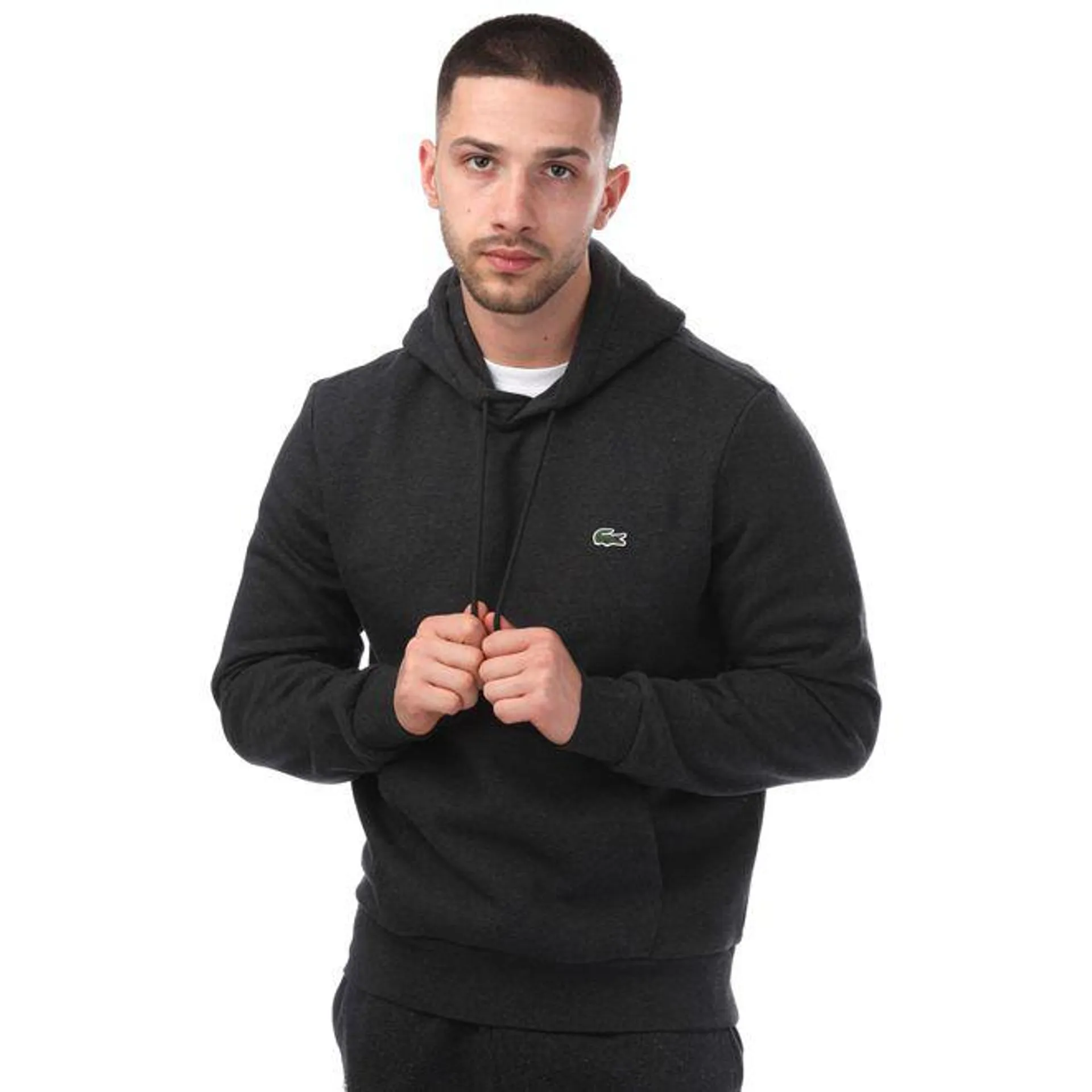 Lacoste Mens Organic Cotton hoody in Charcoal