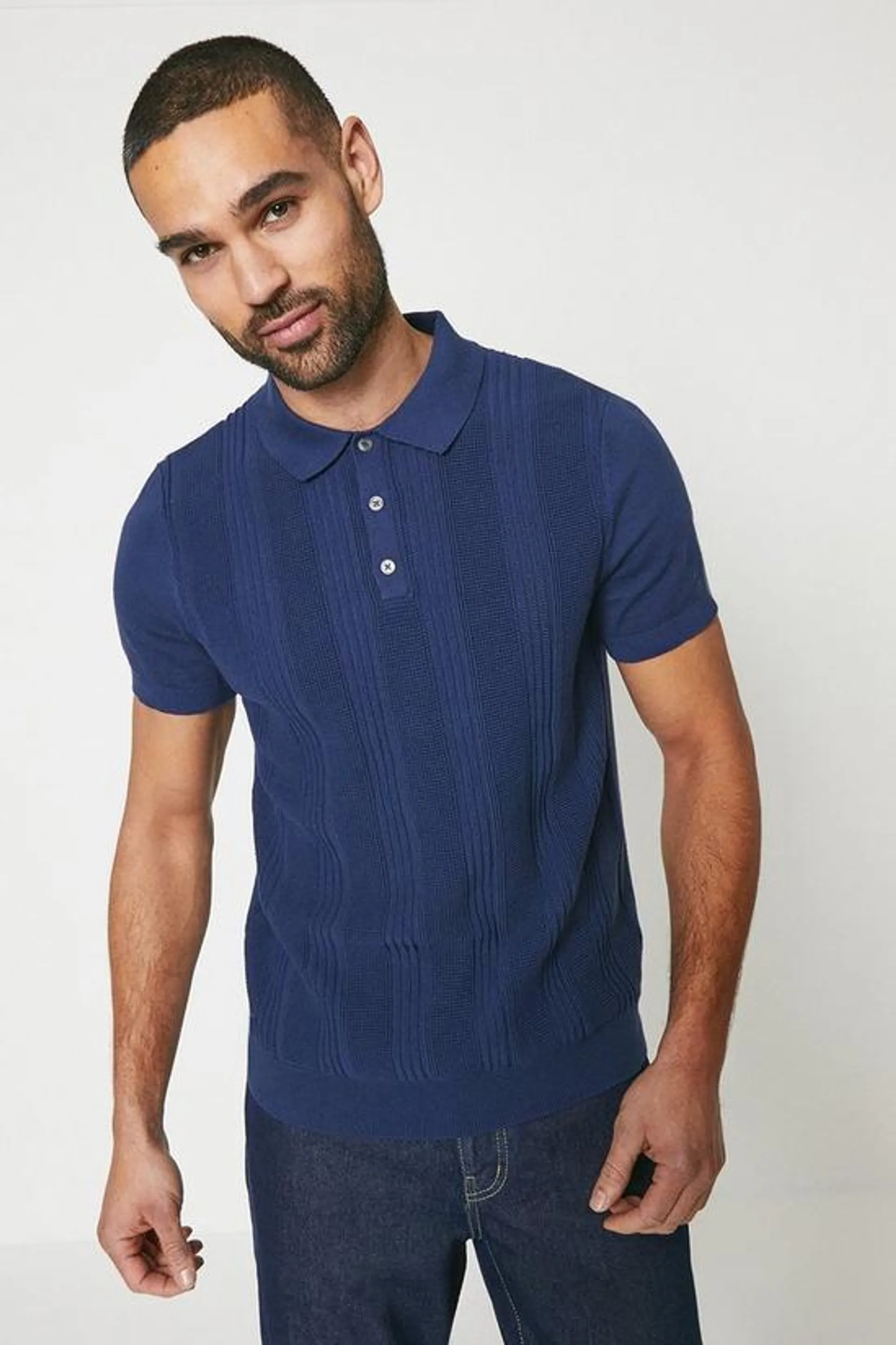 Open Stitch Knitted Polo