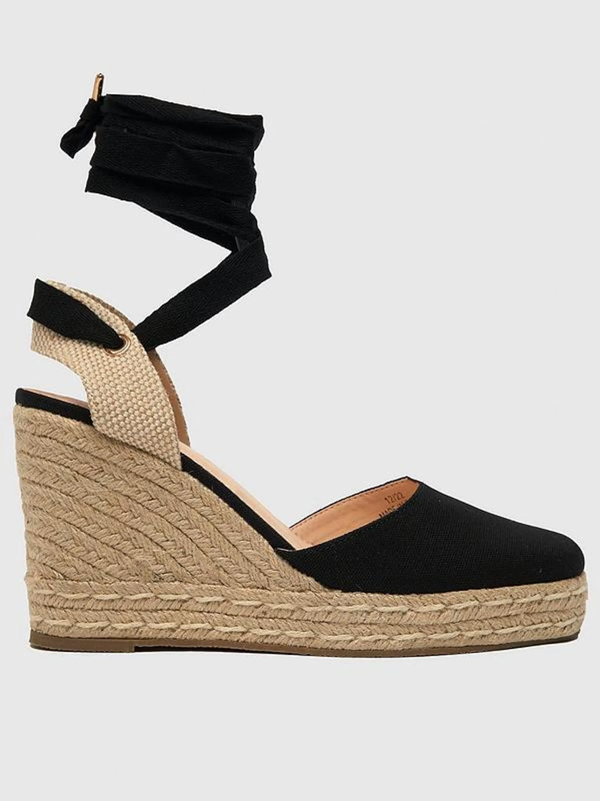 Venus Espadrilles Wedged Canvas Shoe - Black