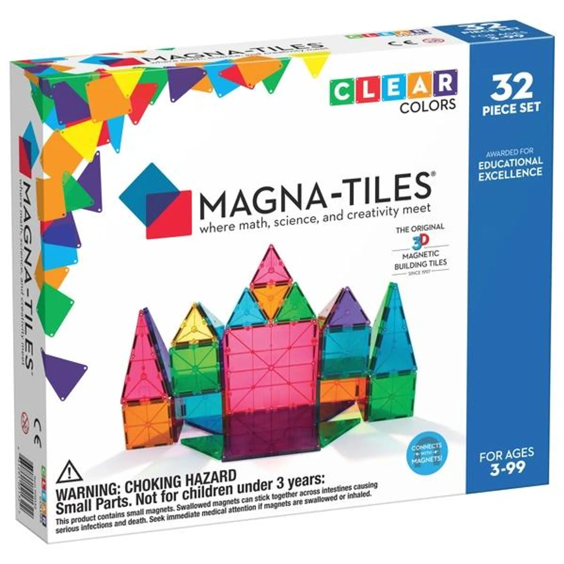 Magna-Tiles Clear Colours 32 Magnetic Pieces