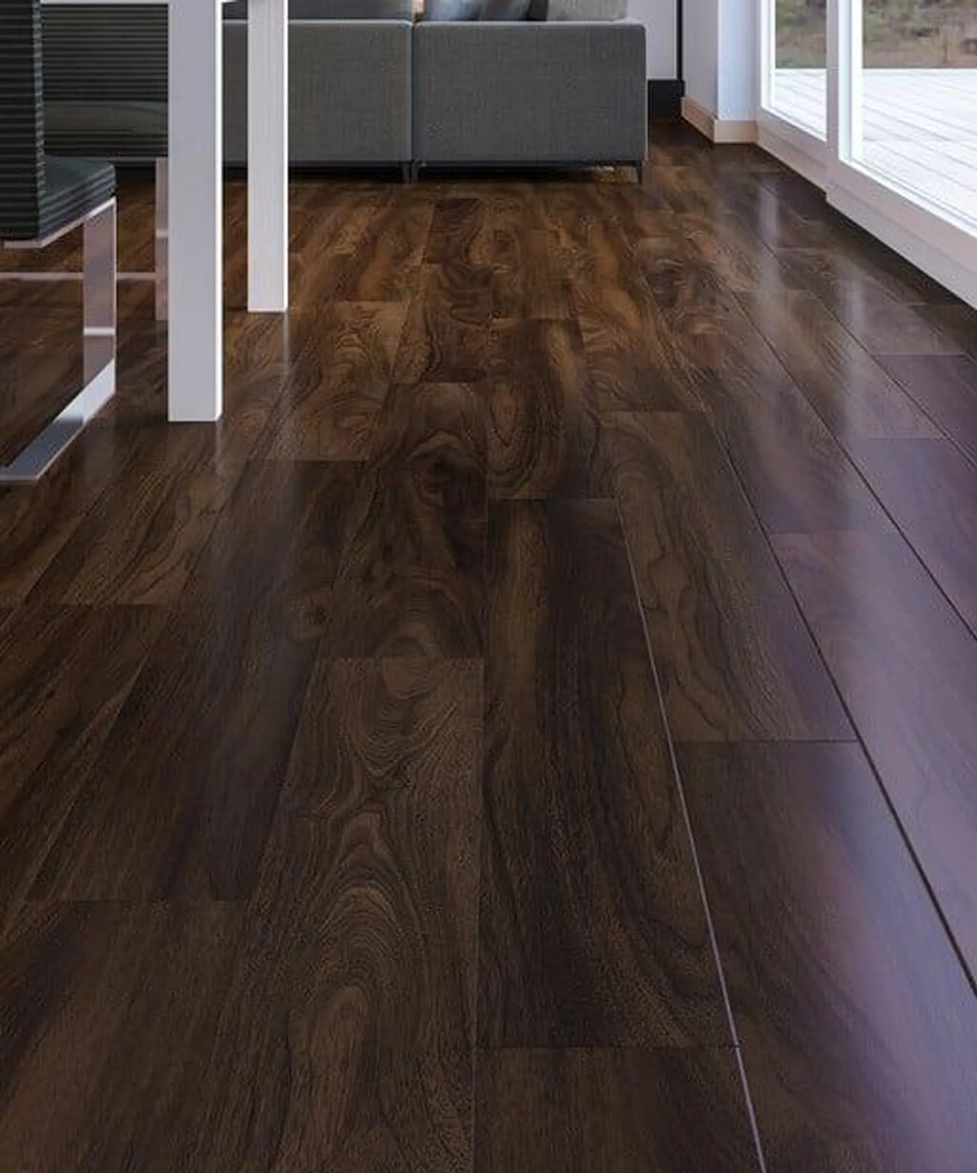 High Gloss Walnut Water Resistant Laminate Flooring