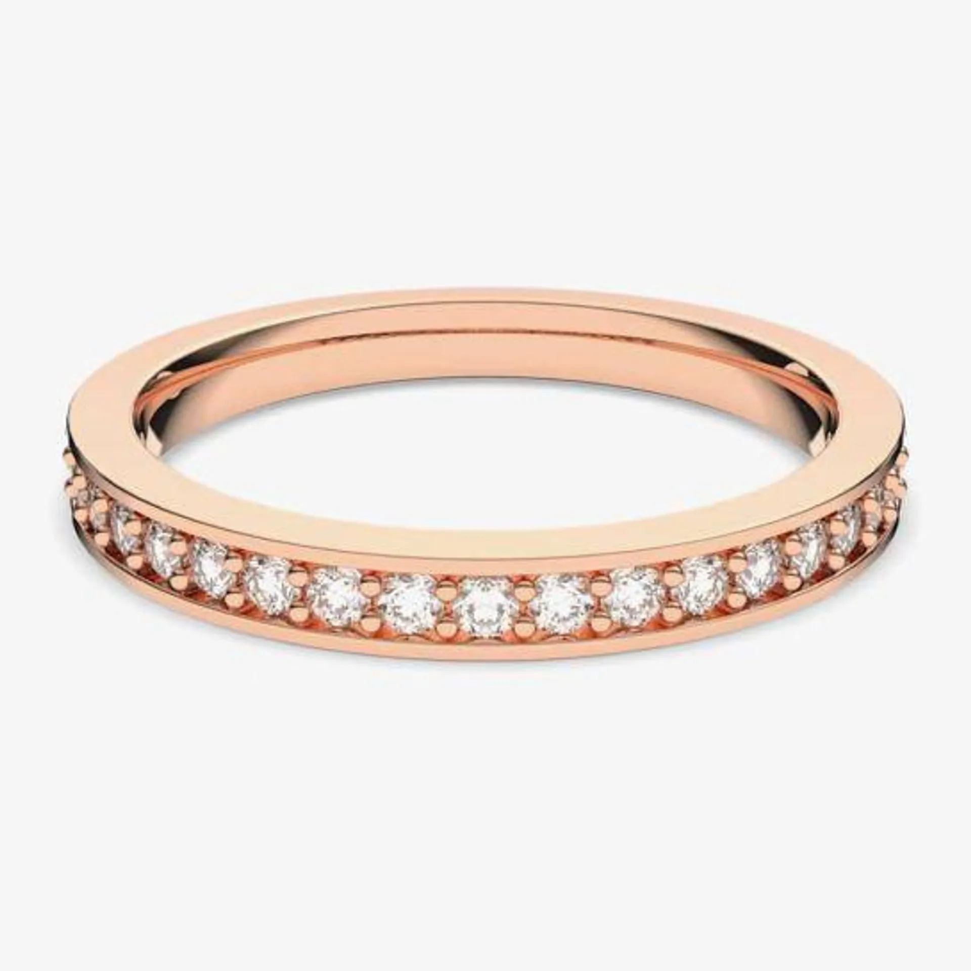 Rare Rose Gold Tone White Crystal Channel Half Eternity Ring