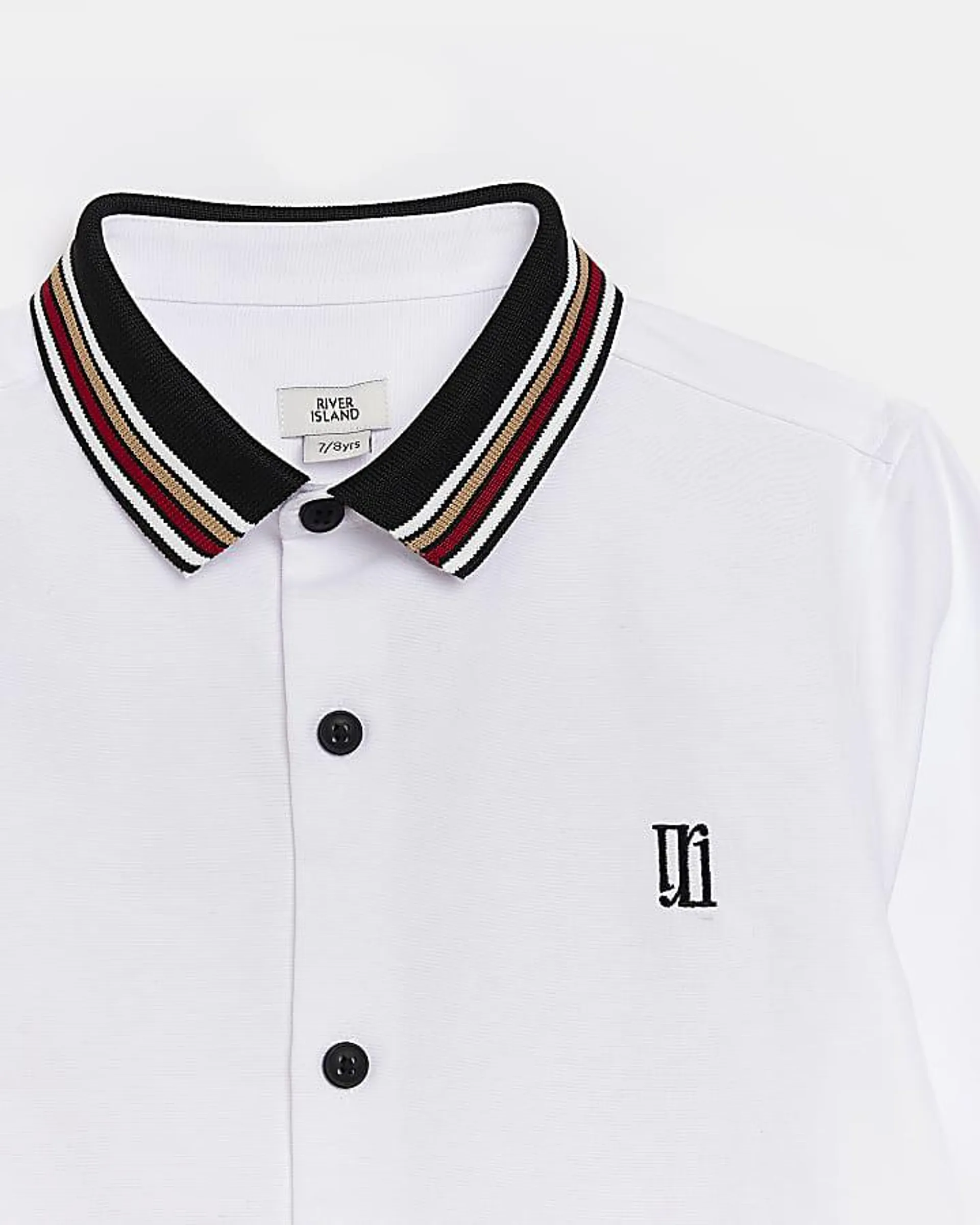 Boys White Stripe Collar Oxford Shirt