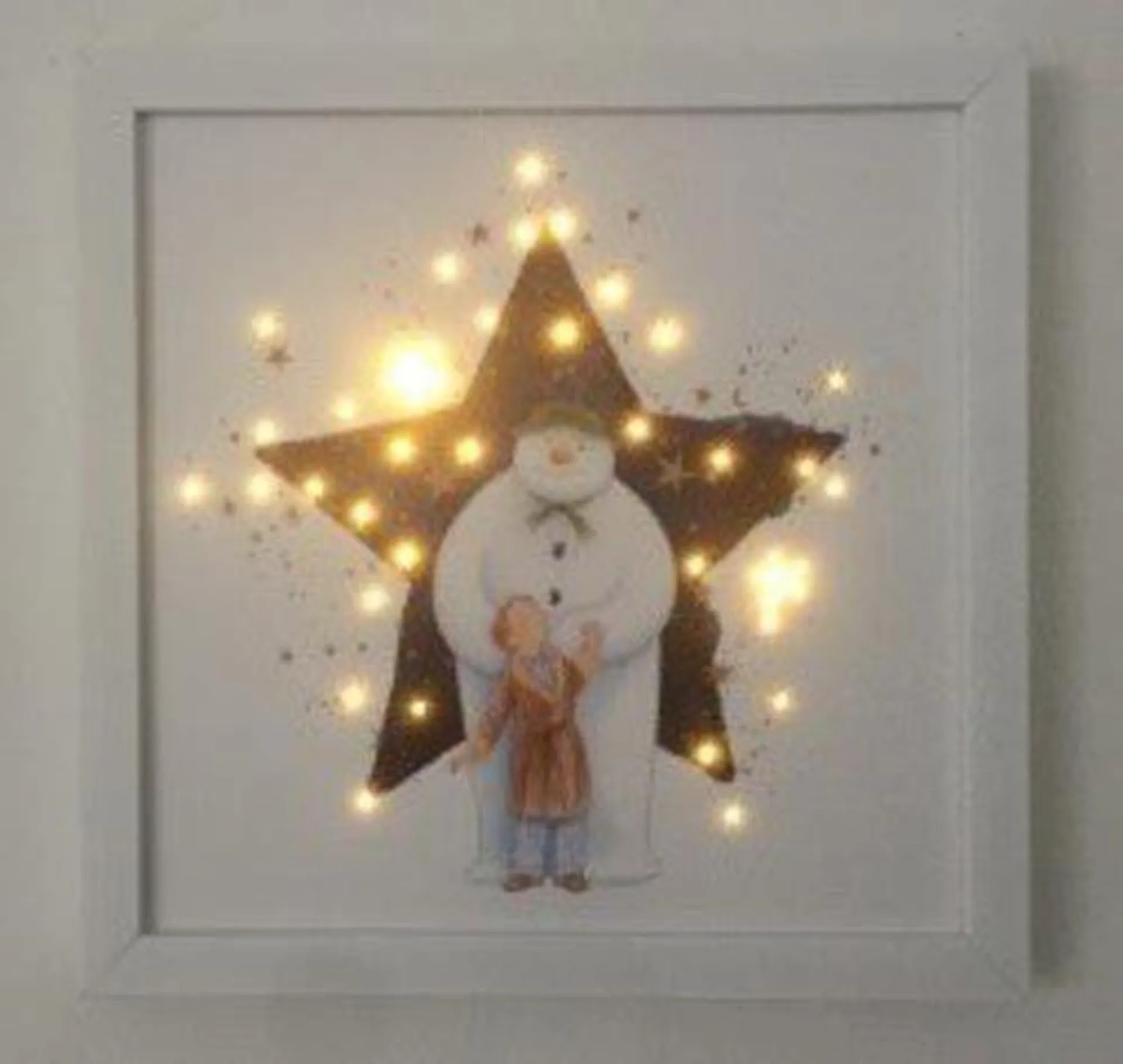 Battery Operated Fibre Optic Snowman and James 30x30cm Canvas