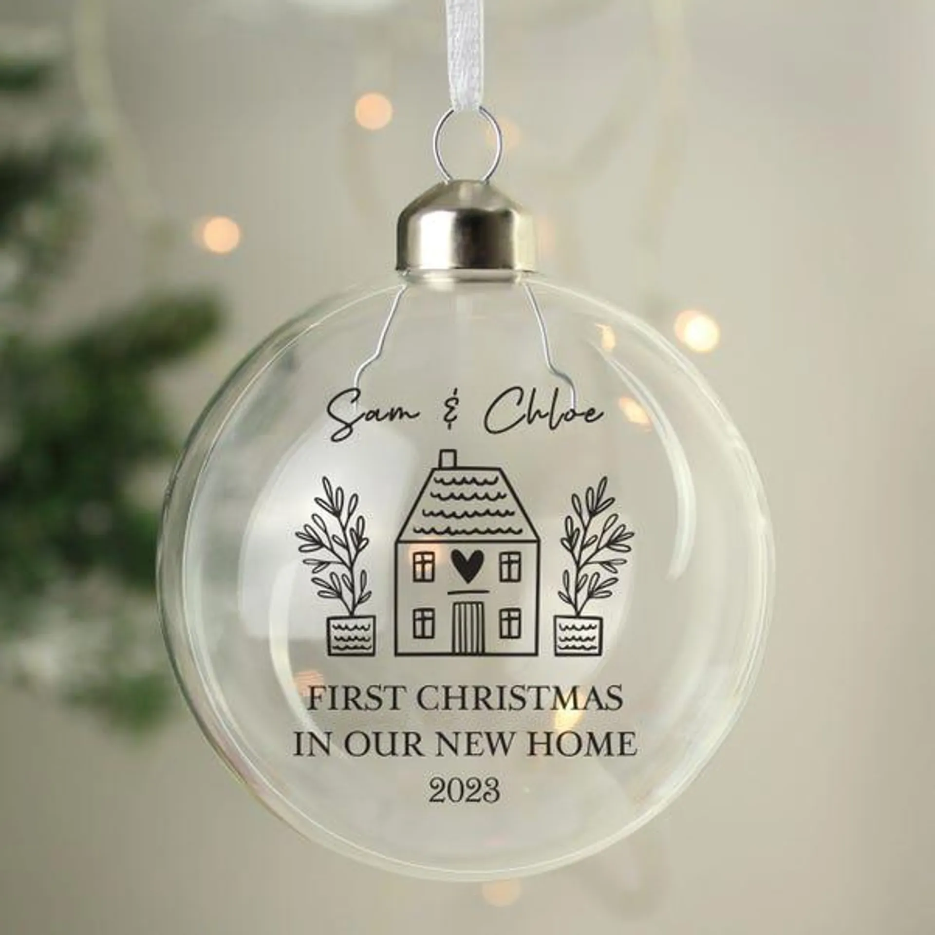 Personalised New Home Glass Bauble