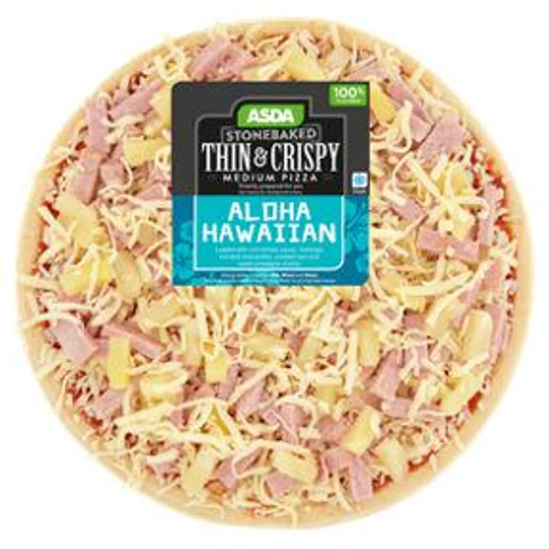 ASDA Medium Stonebaked Thin & Crispy Aloha Hawaiian (Typically 493g)