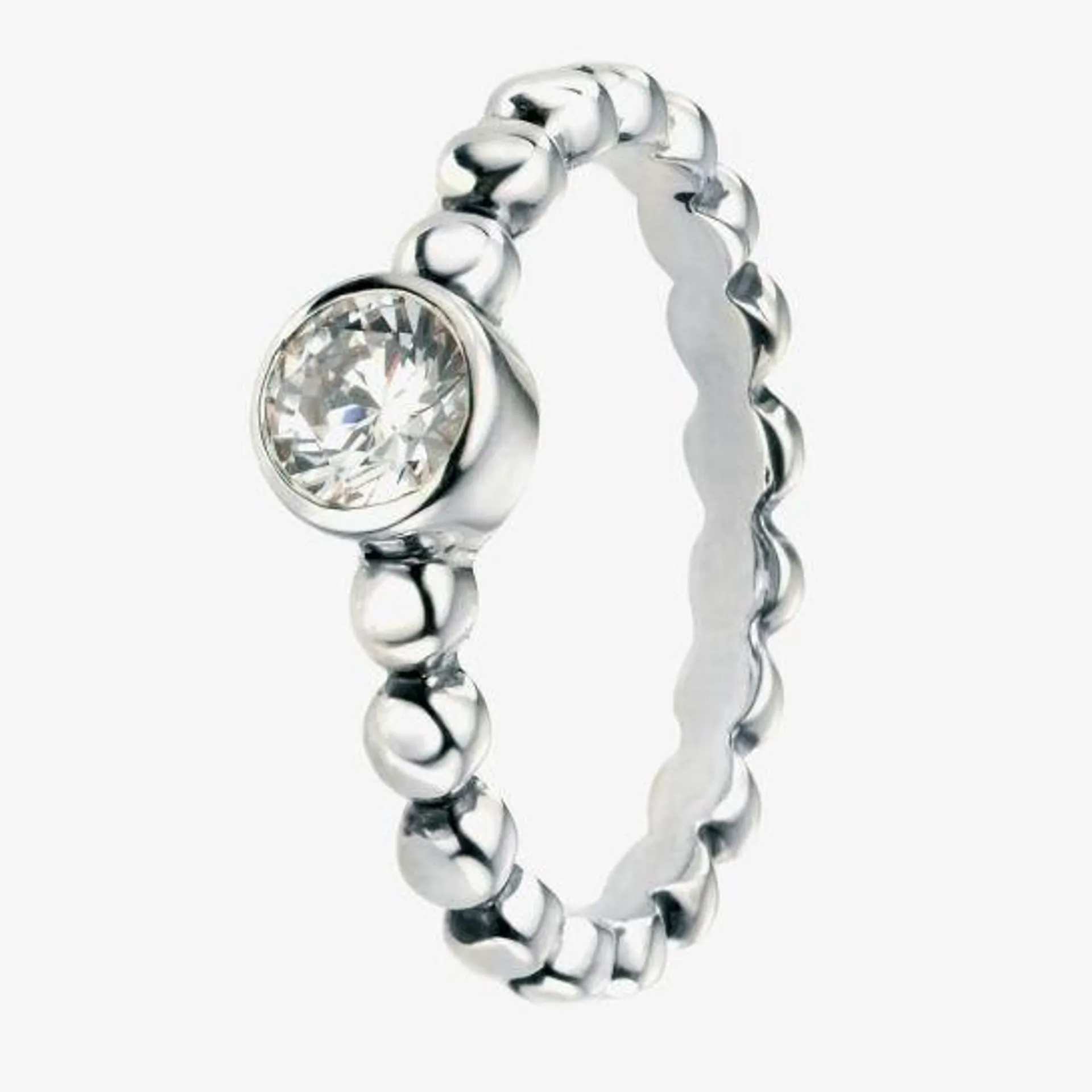 Silver Cubic Zirconia Round Ball Ring R3457C