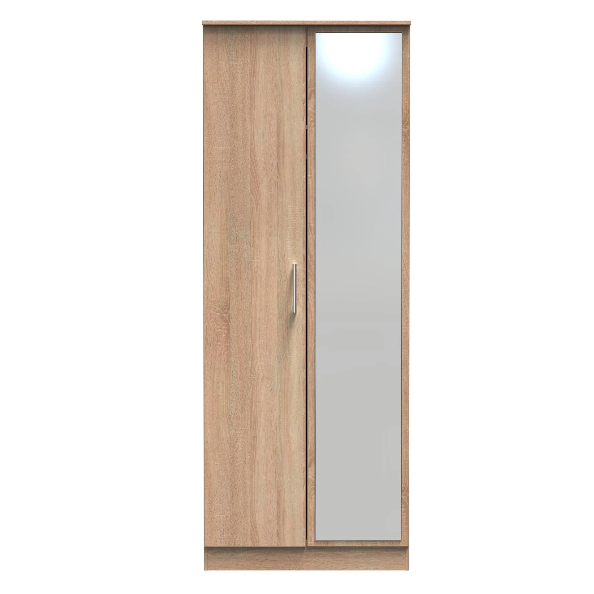 Denver Ready Assembled Wardrobe with 2 Doors and Mirror - Oak