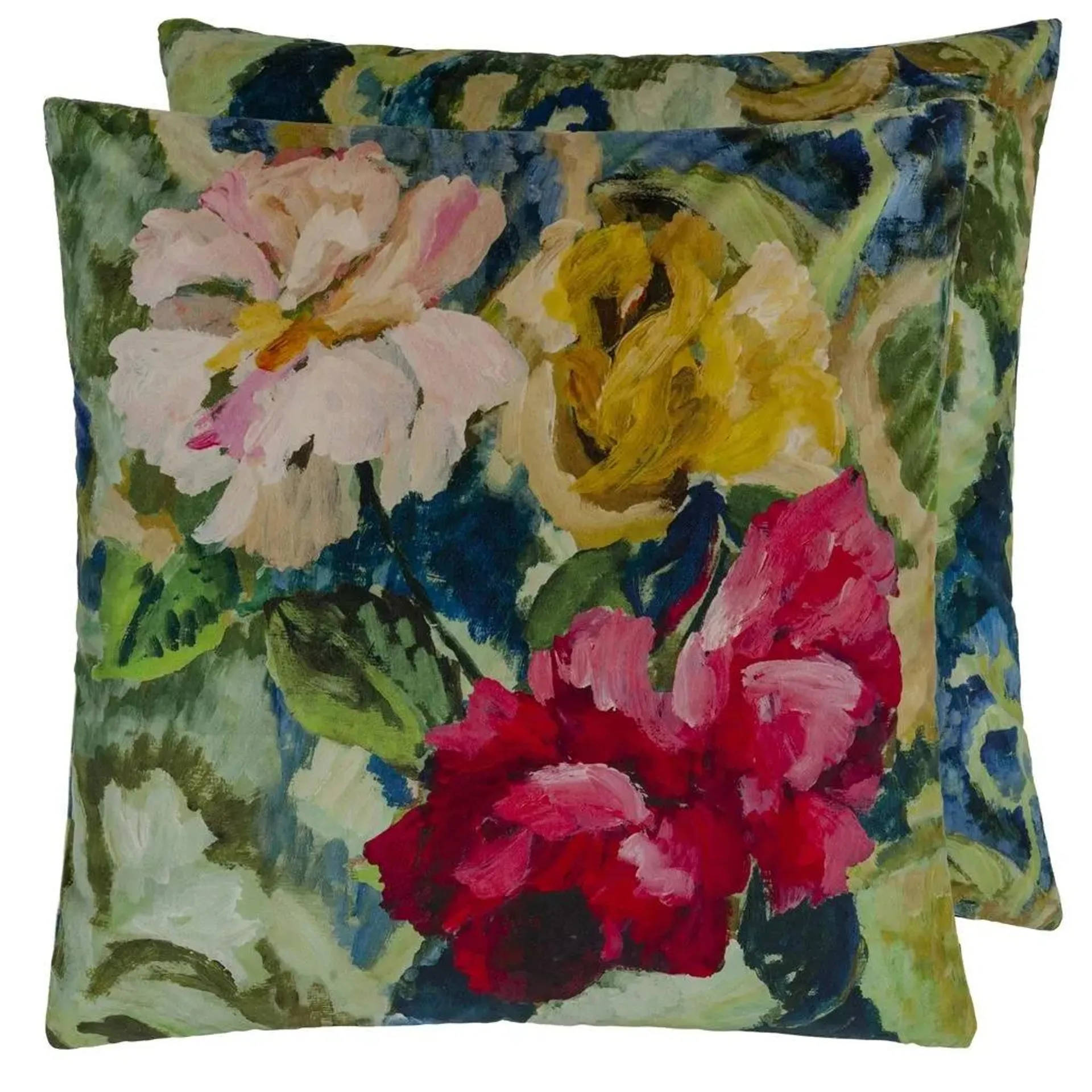 Tapestry Flower Vintage Green Velvet Cushion