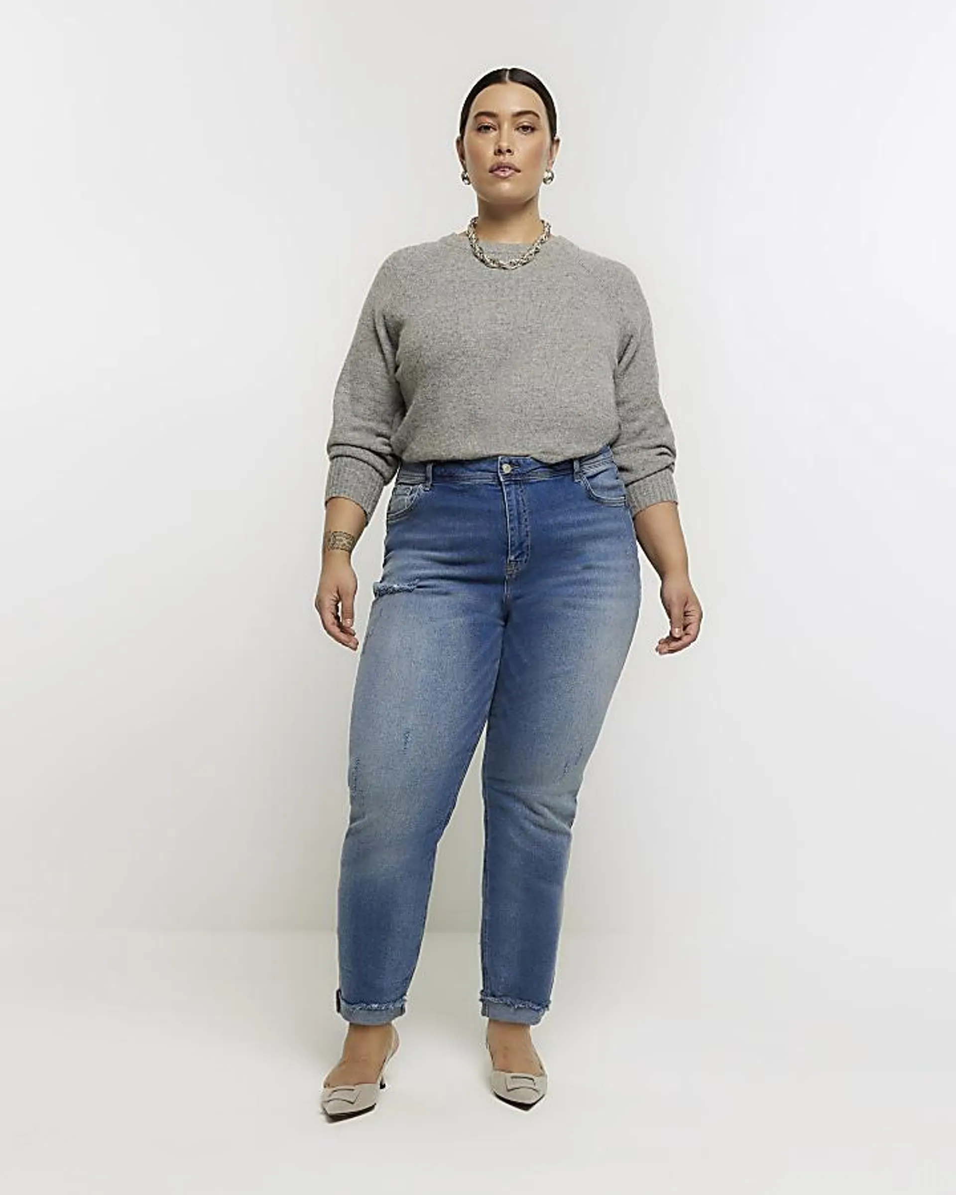 Plus blue high waisted bum sculpt mom jeans