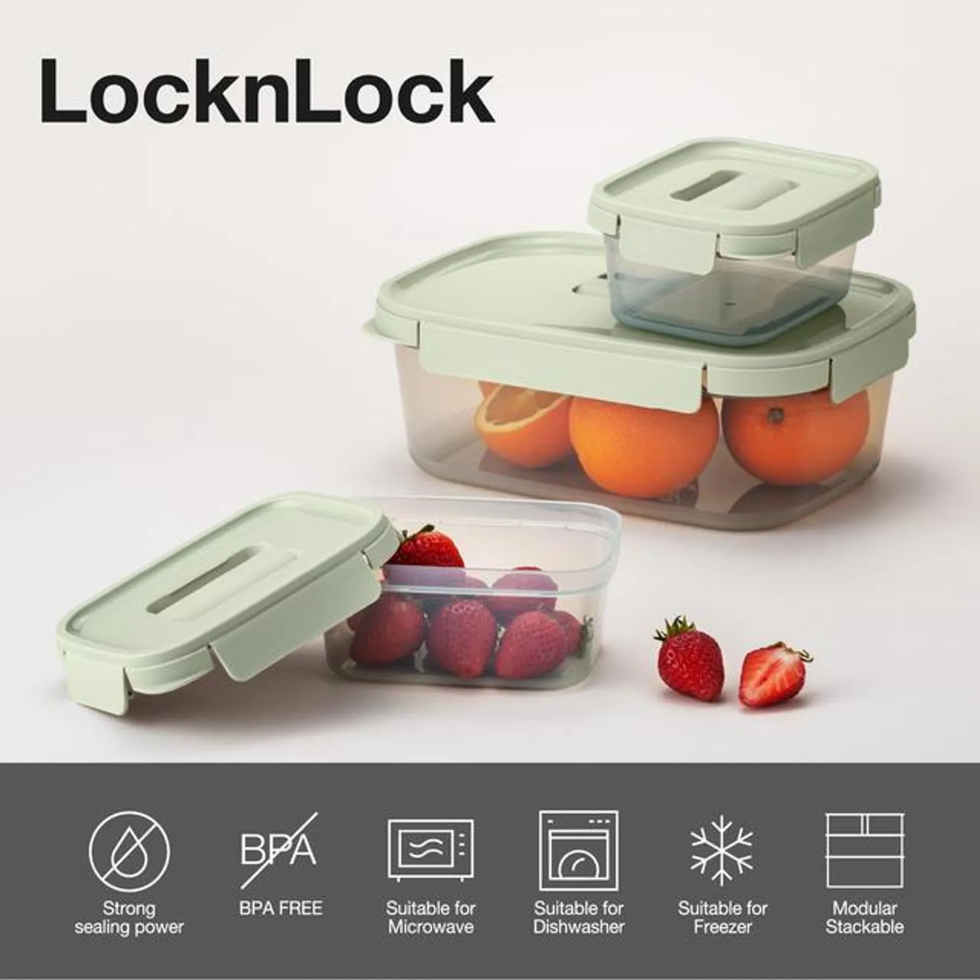 LocknLock NestnLock Green Container Set, 5pce