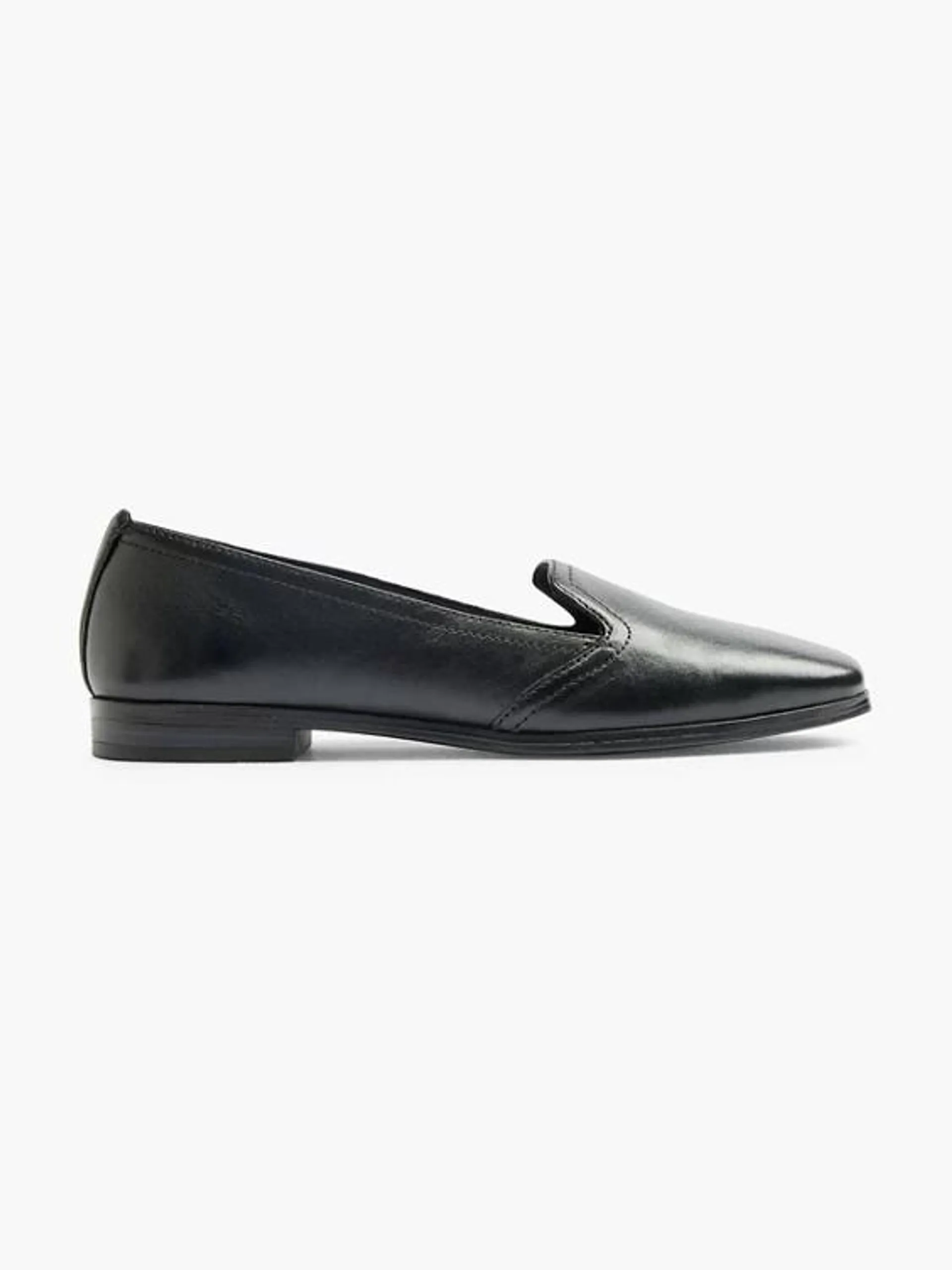 Black Leather Flat Loafer