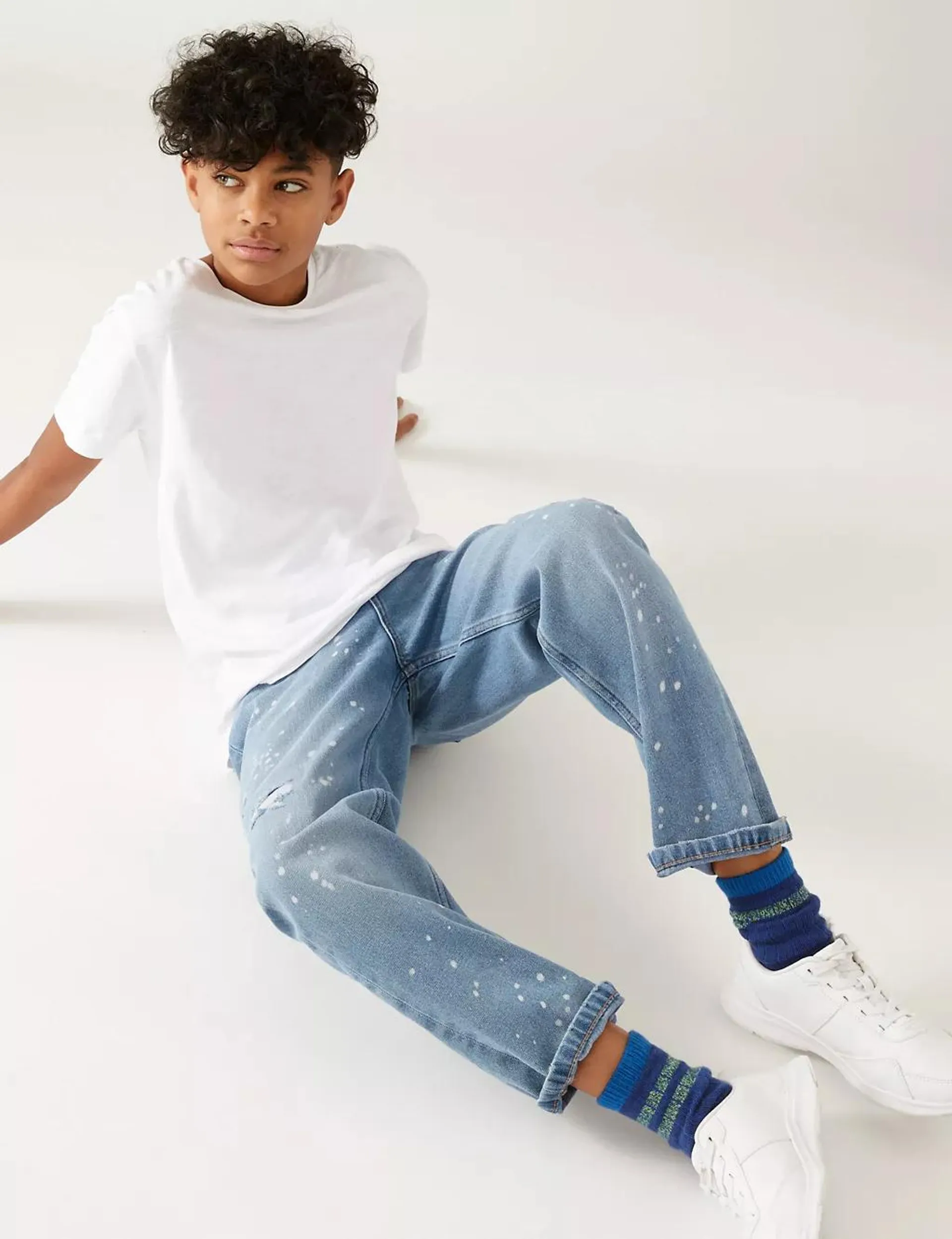 Regular Pure Cotton Paint Splat Jeans (6-16 Yrs)