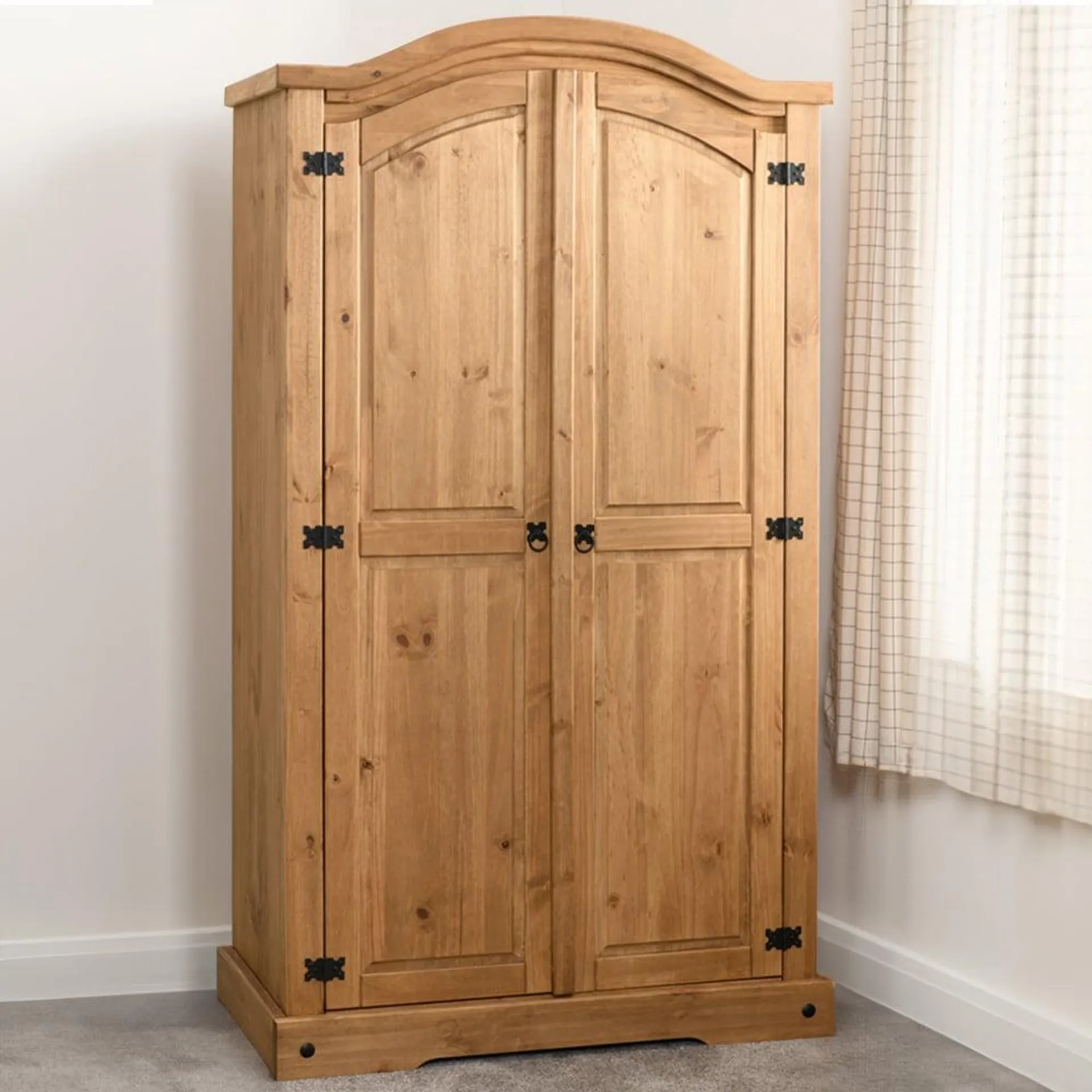 Seconique Corona 2 Door Distressed Waxed Pine Wardrobe