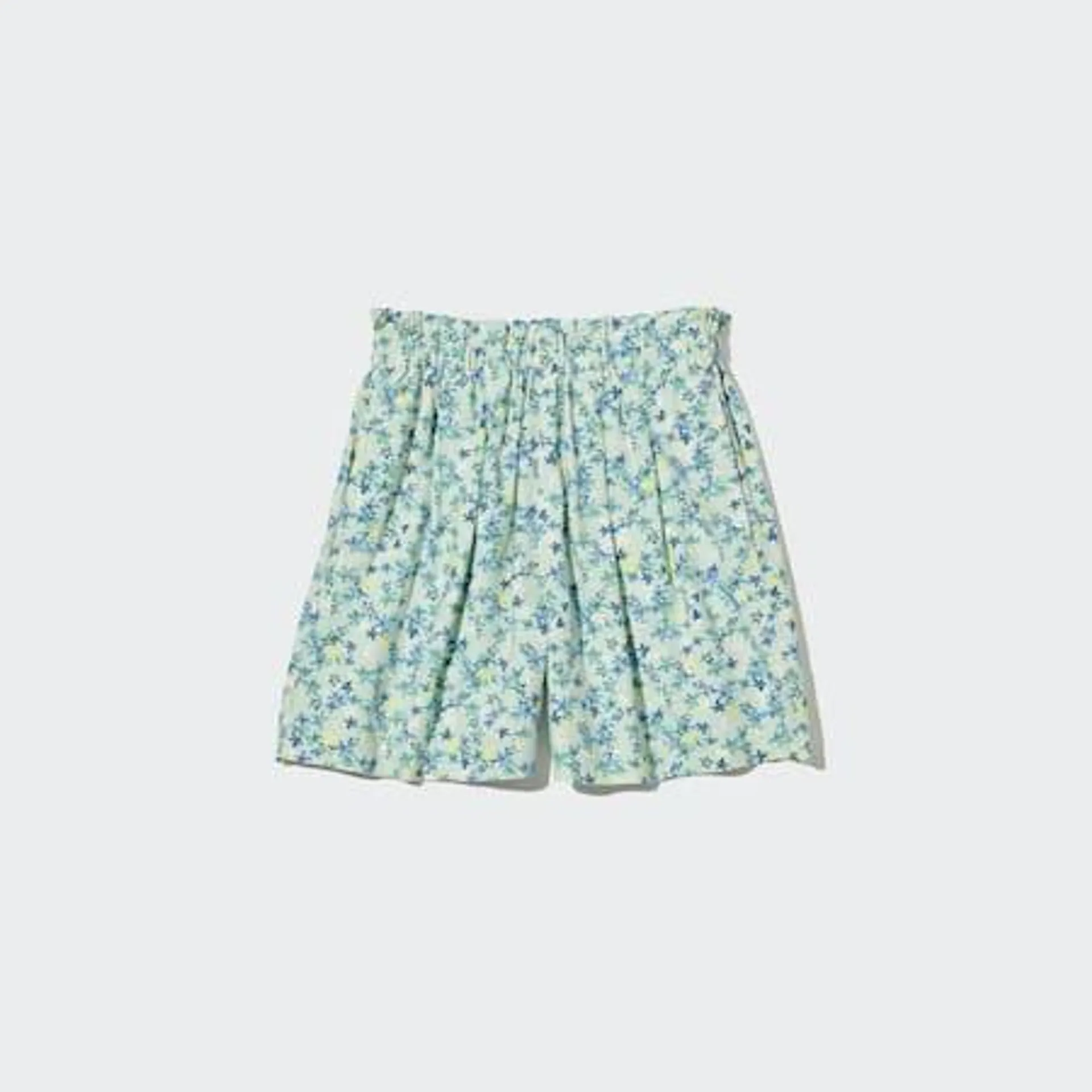 Girls Linen Blend Flower Print Easy Shorts