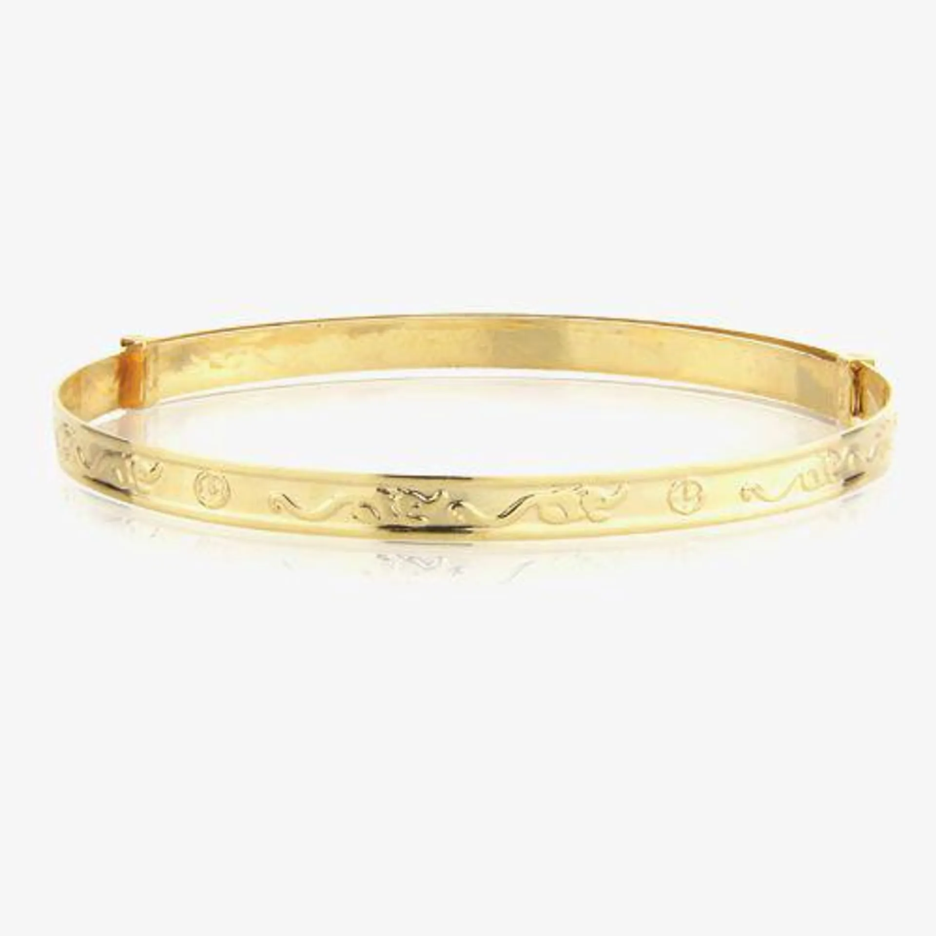 9ct Gold Expandable Patterned Baby Bangle BN310