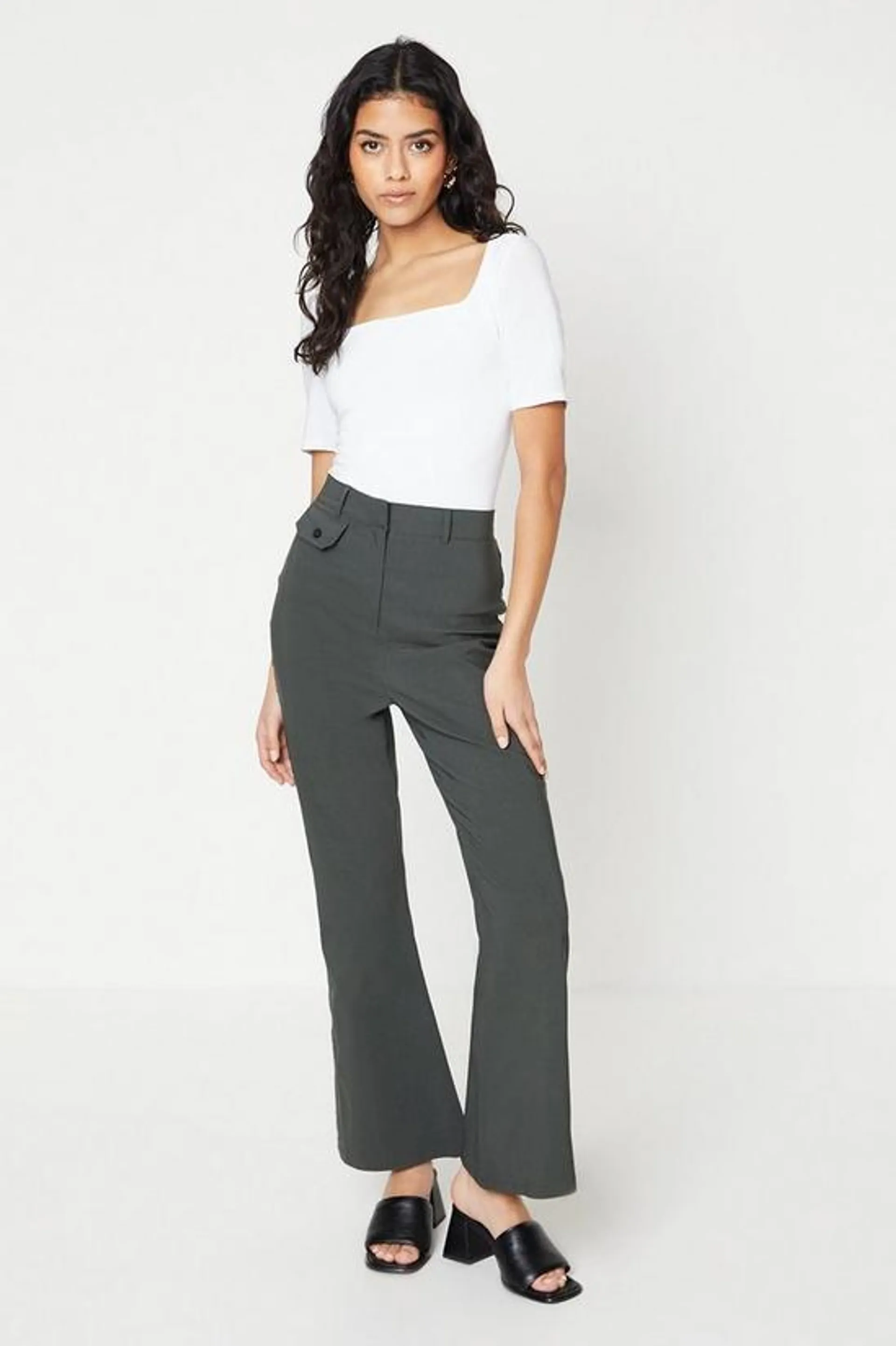 Petite Button Tab Bengaline Trouser