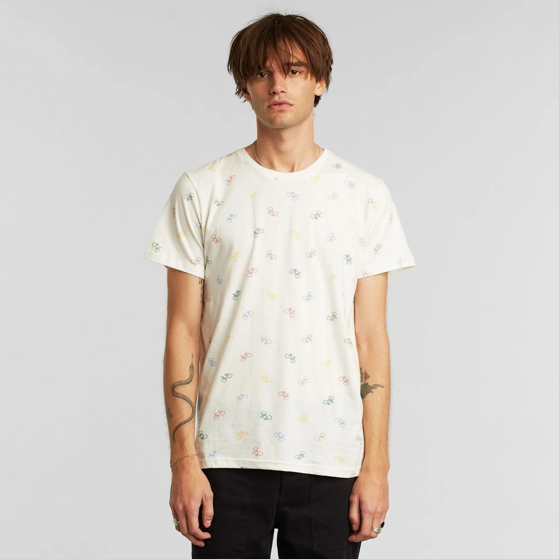 T-shirt Stockholm Bike Pattern Off-White