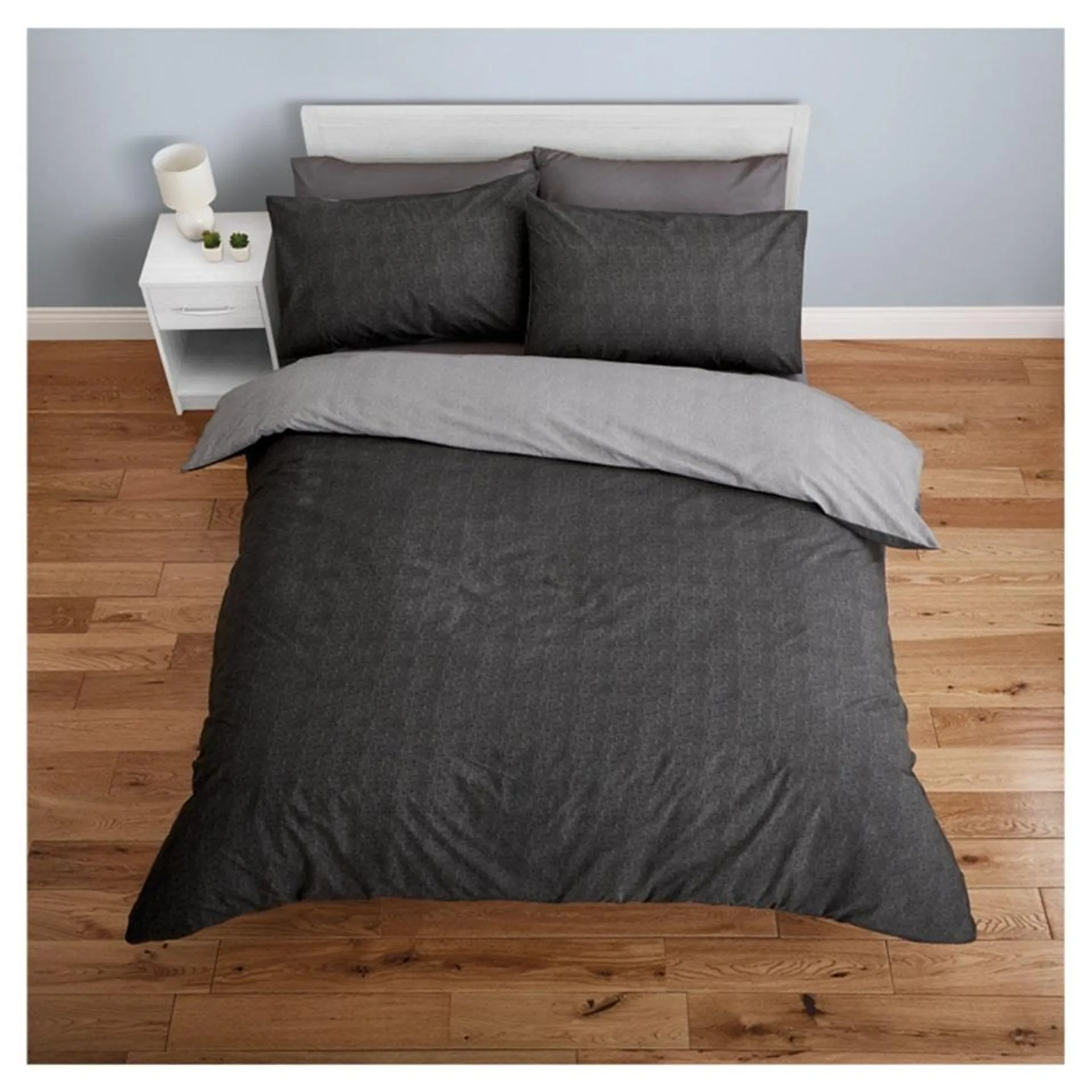 F&F Home Bedding Black Reversible Duvet Set King