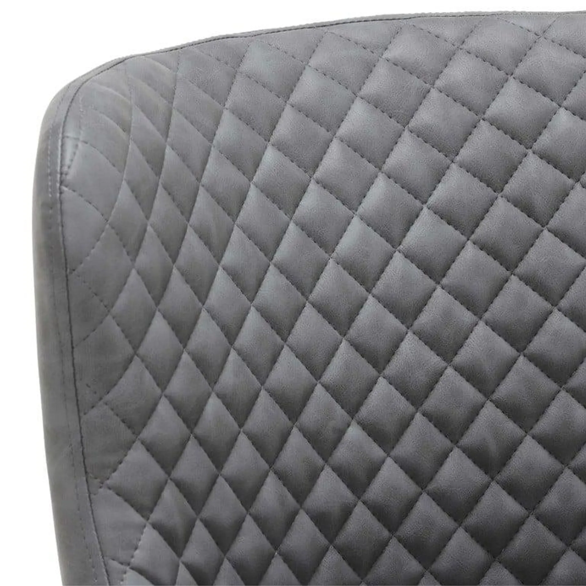 Grey Faux Leather Quilted Dining Chair