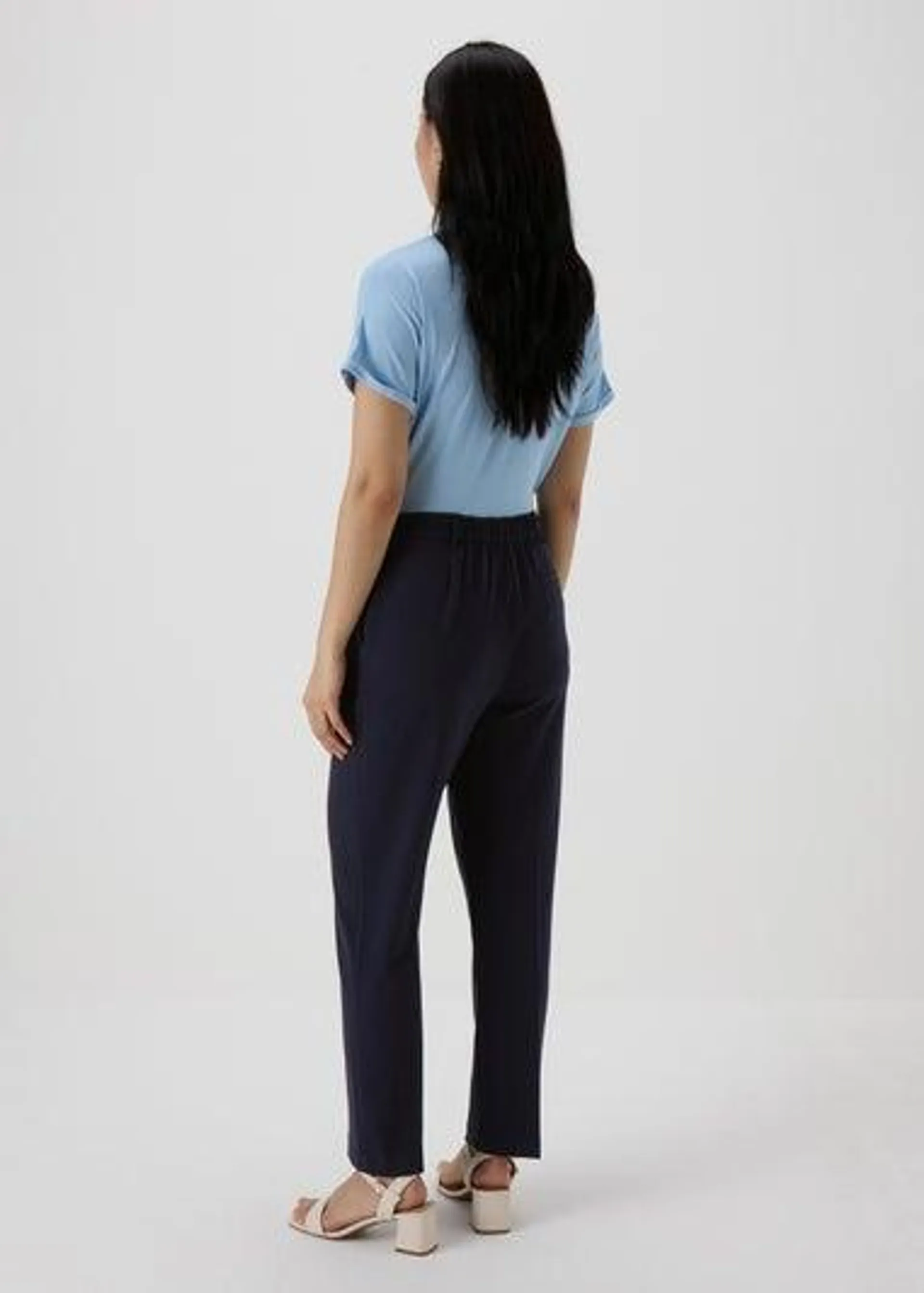 Et Vous Navy Tailored Straight Leg Trousers