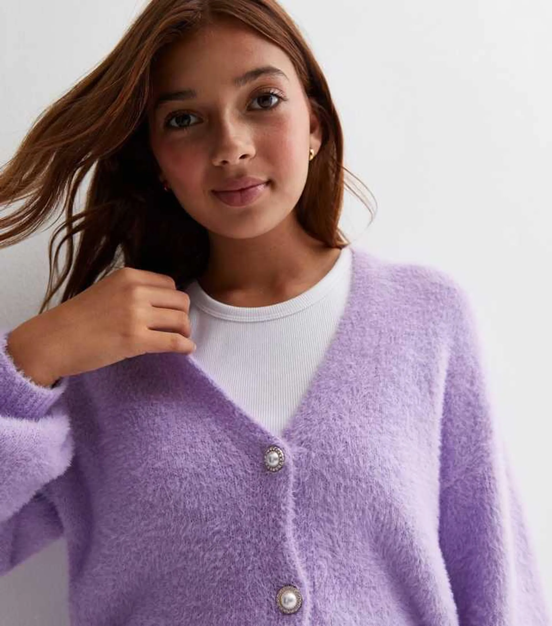 KIDS ONLY Lilac Fluffy Knit Cardigan