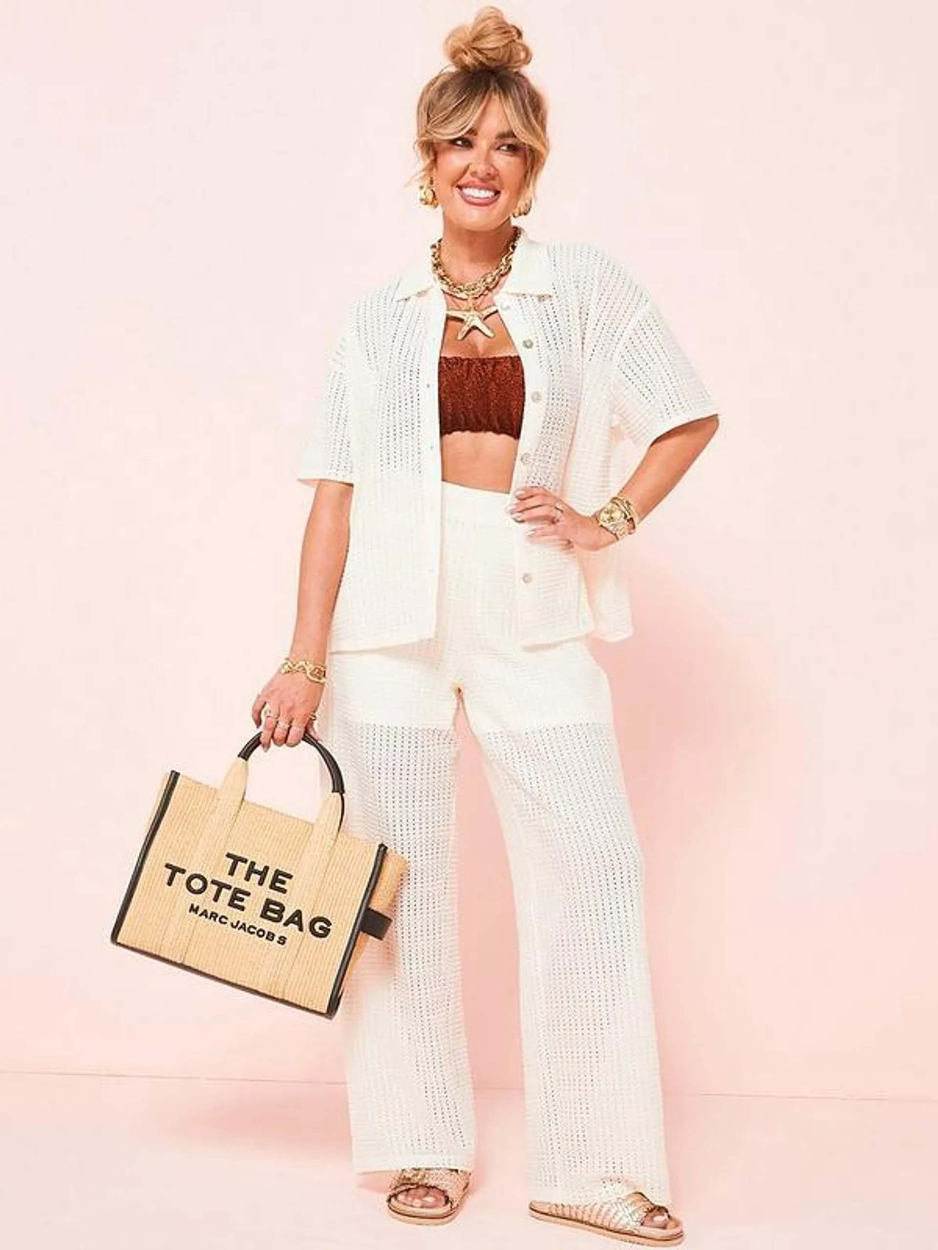 X Tara Maynard Crochet Co Ord Trousers - Cream