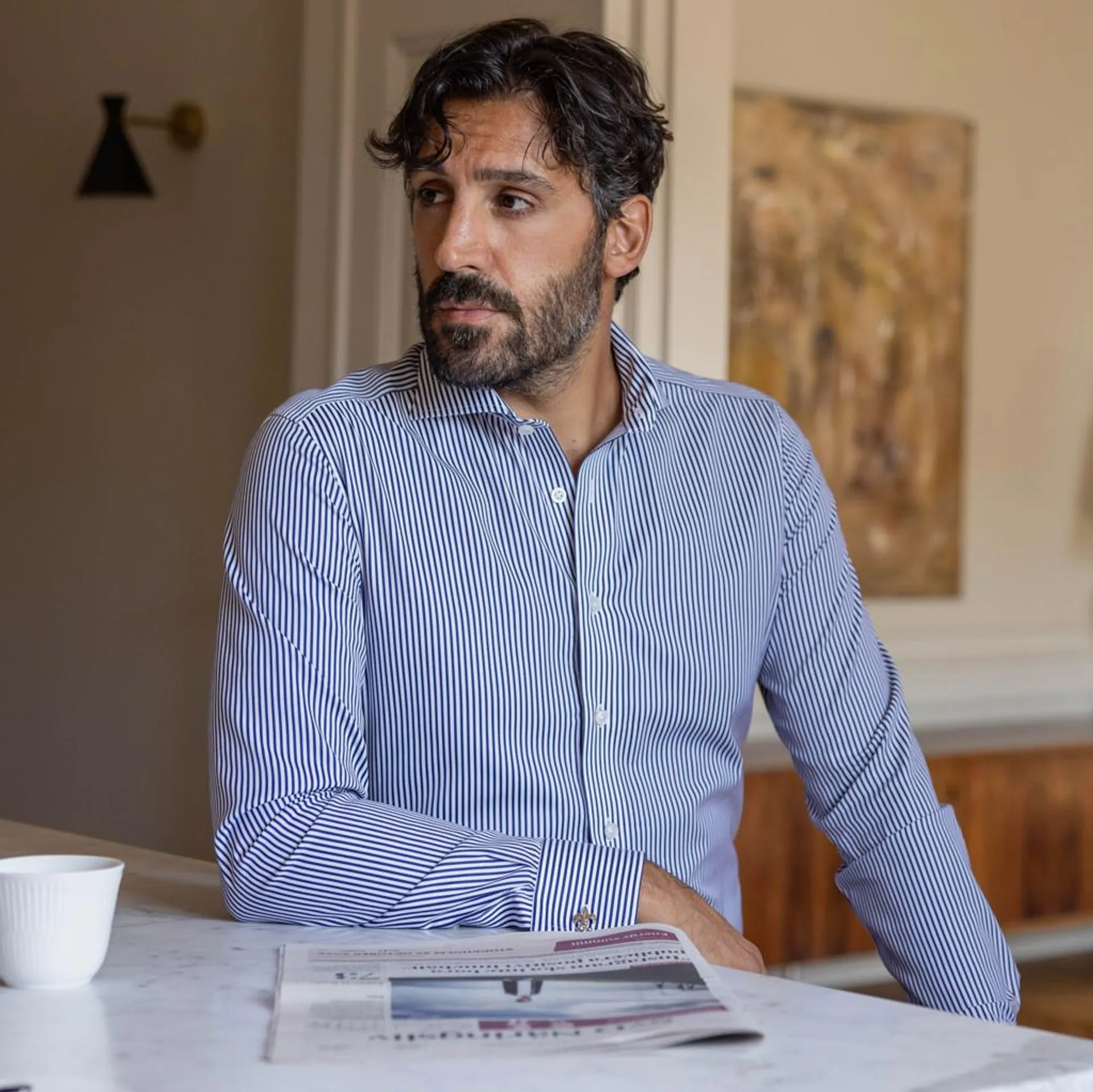 Navy striped business shirt