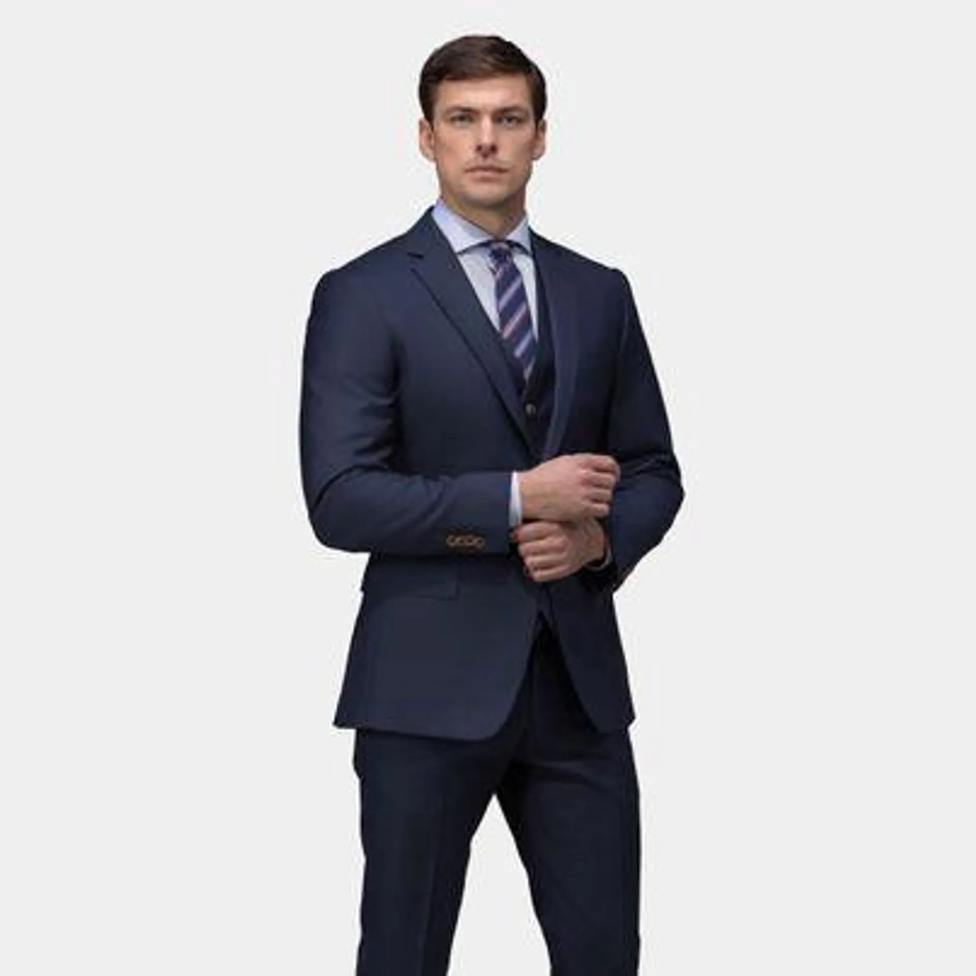 Navy three-piece suit