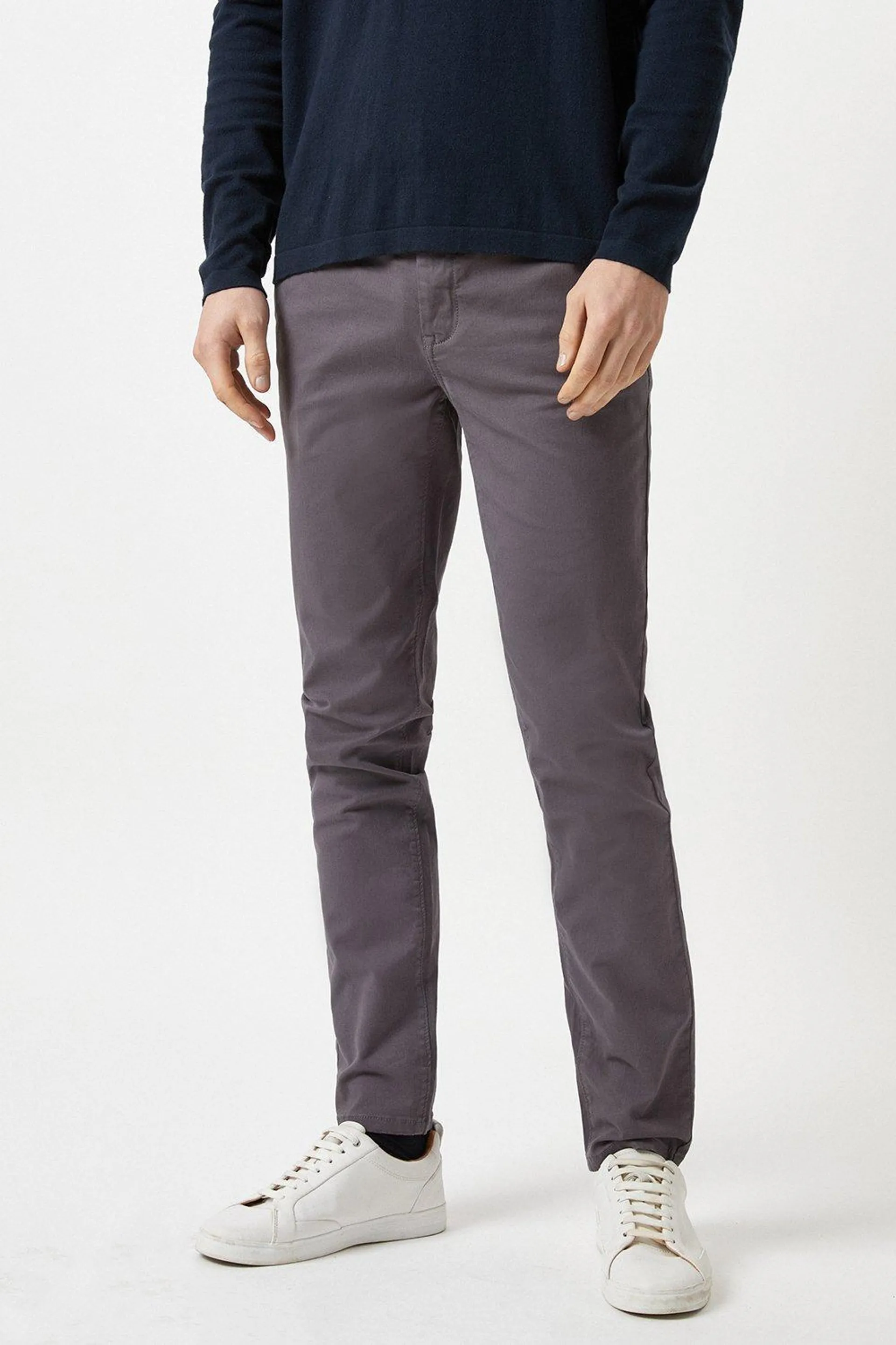 Skinny Fit Charcoal Chino Trousers