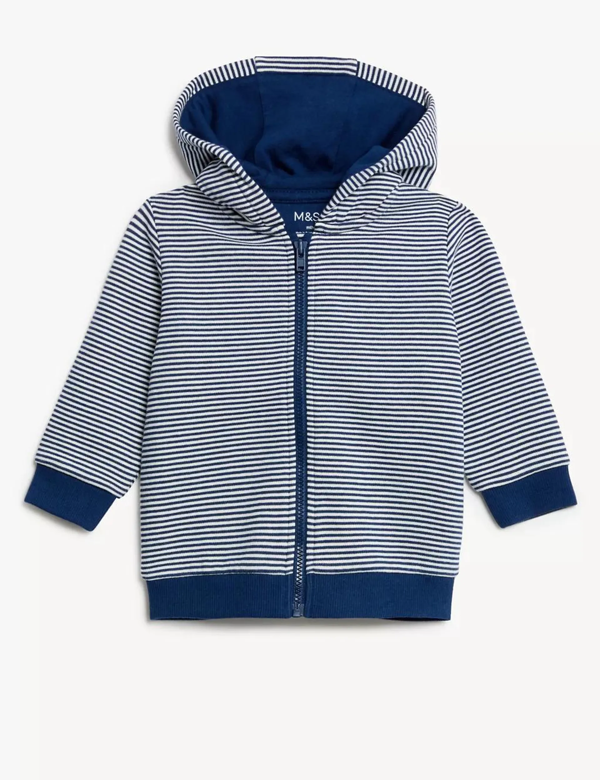 Cotton Rich Striped Zip Hoodie (0-3 Yrs)