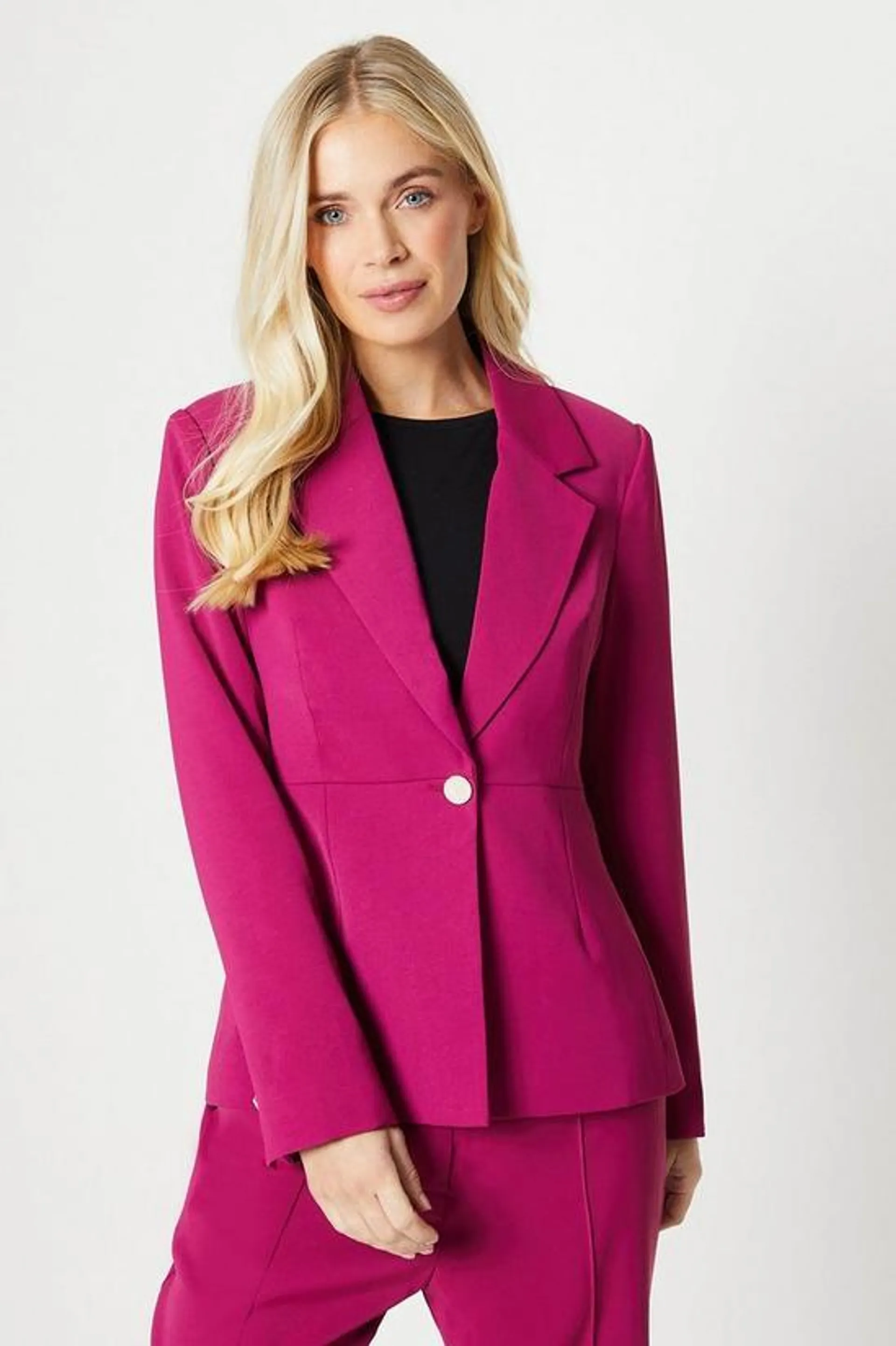 Petite Button Detail Single Breasted Blazer