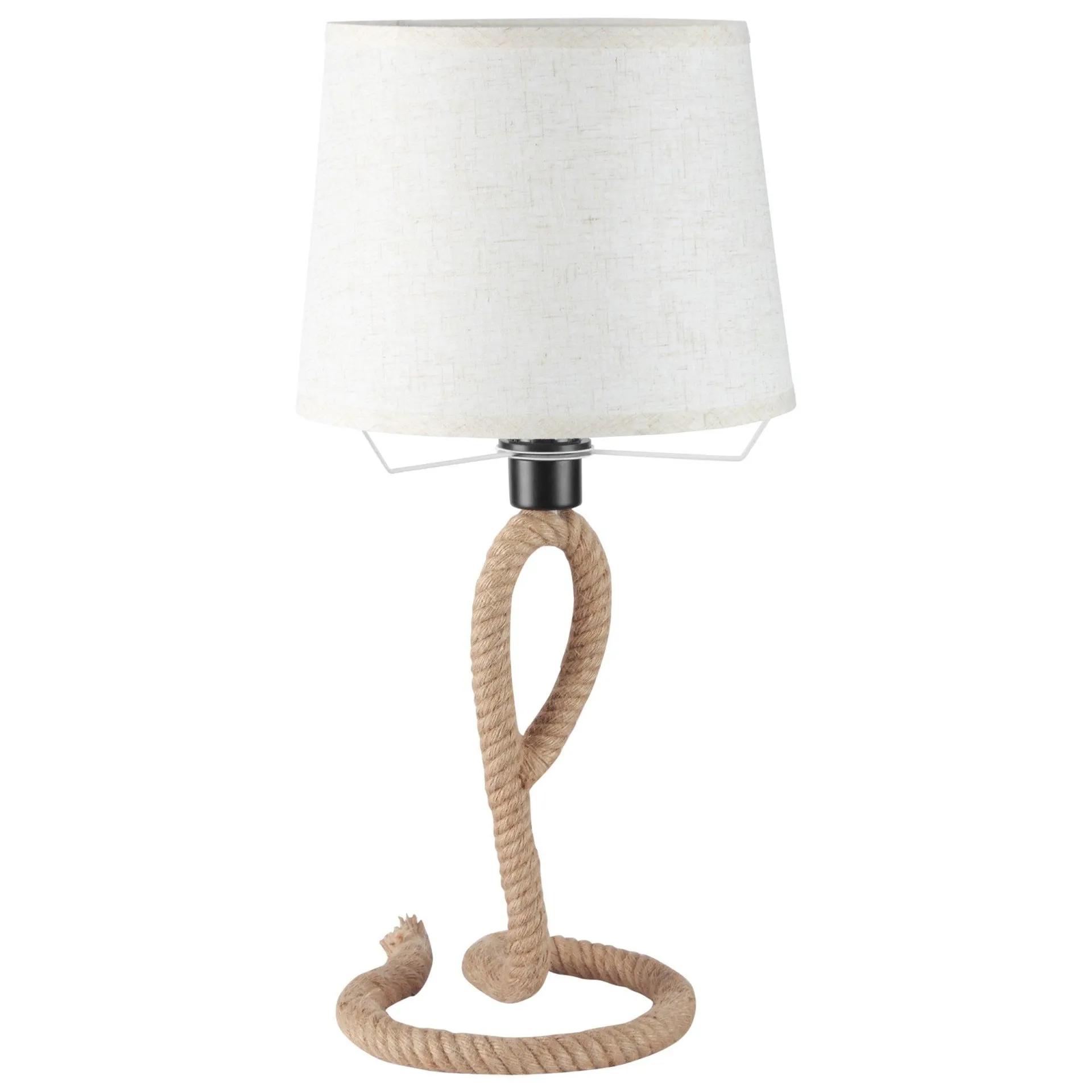 HOMCOM Farmhouse Table Lamp with Rope Base - Light Grey