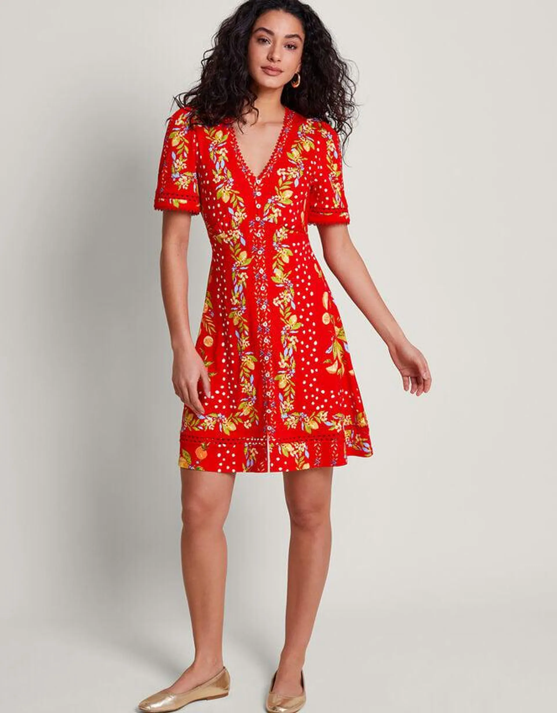 Paloma Print Jersey Dress Red