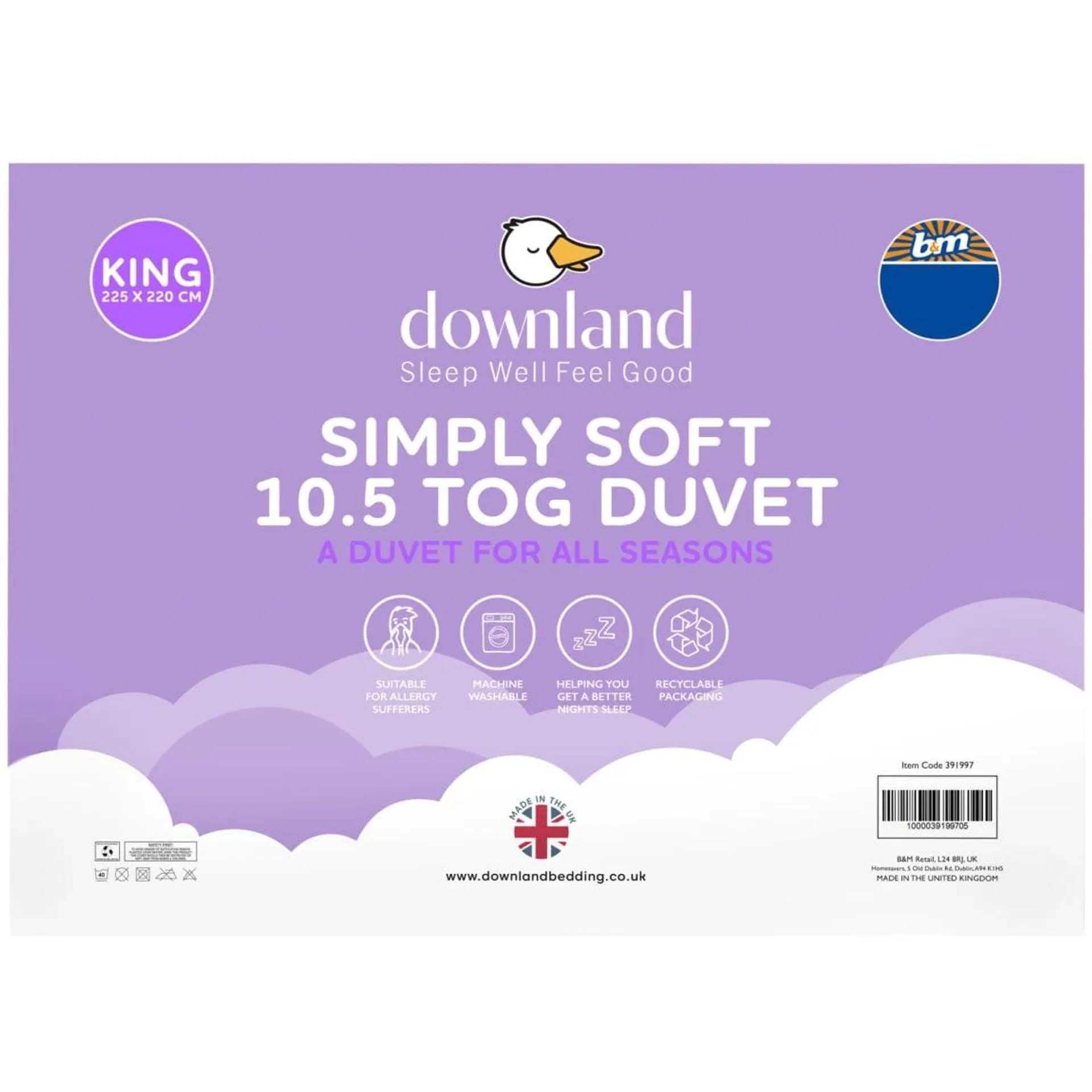 Downland Simply Soft Duvet 10.5 Tog - King