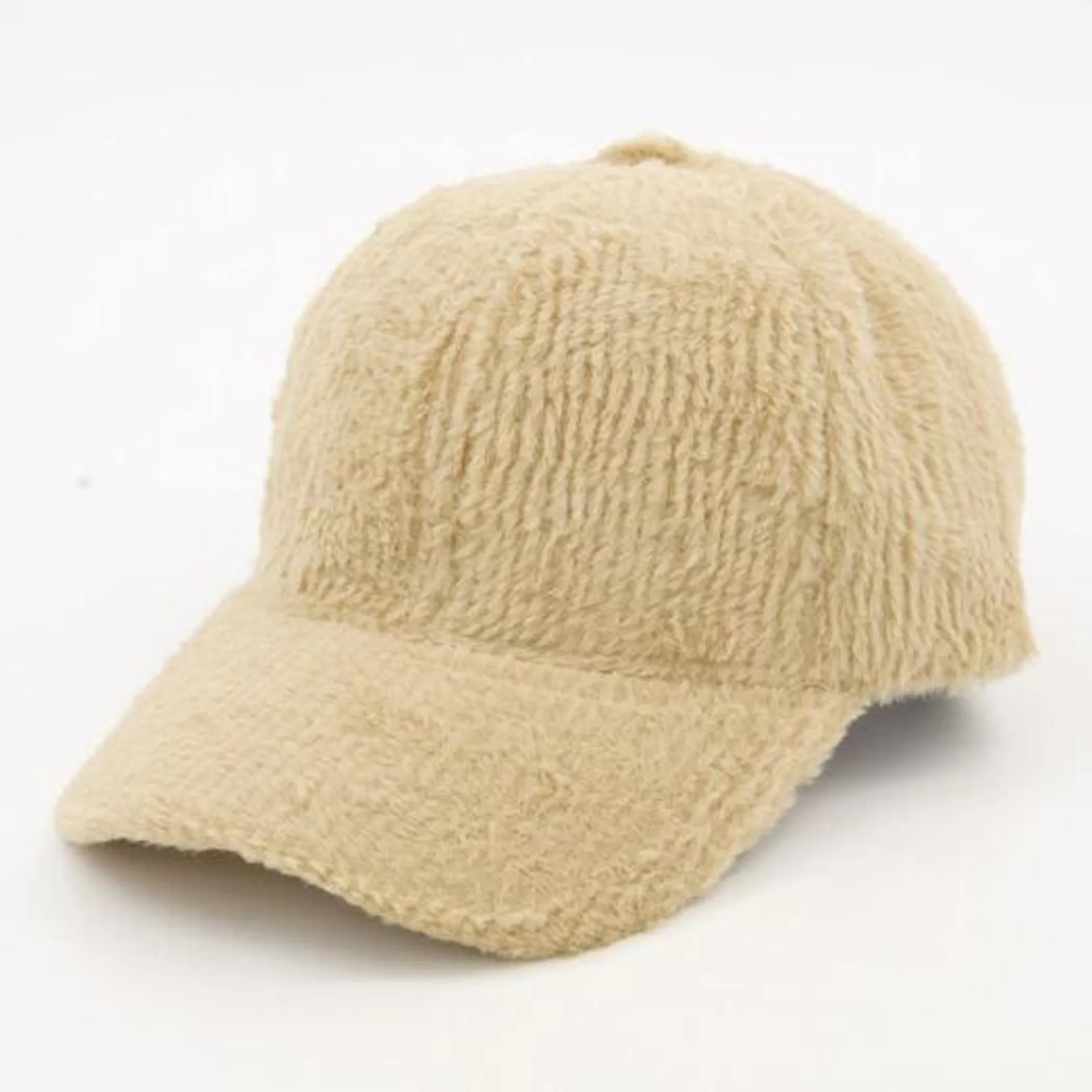 Beige Fur Baseball Cap