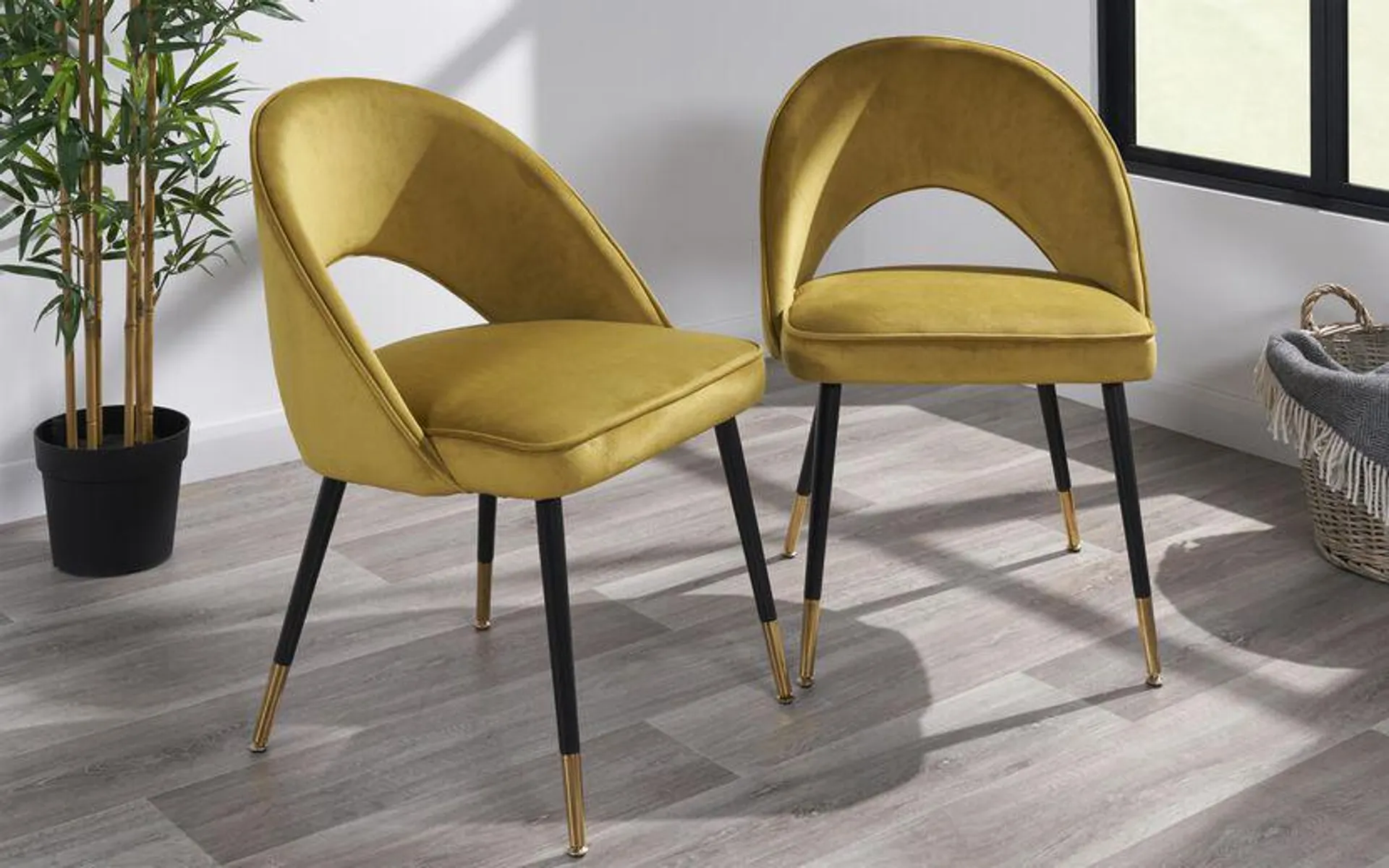 Elsa Pair of Mustard Dining Chairs